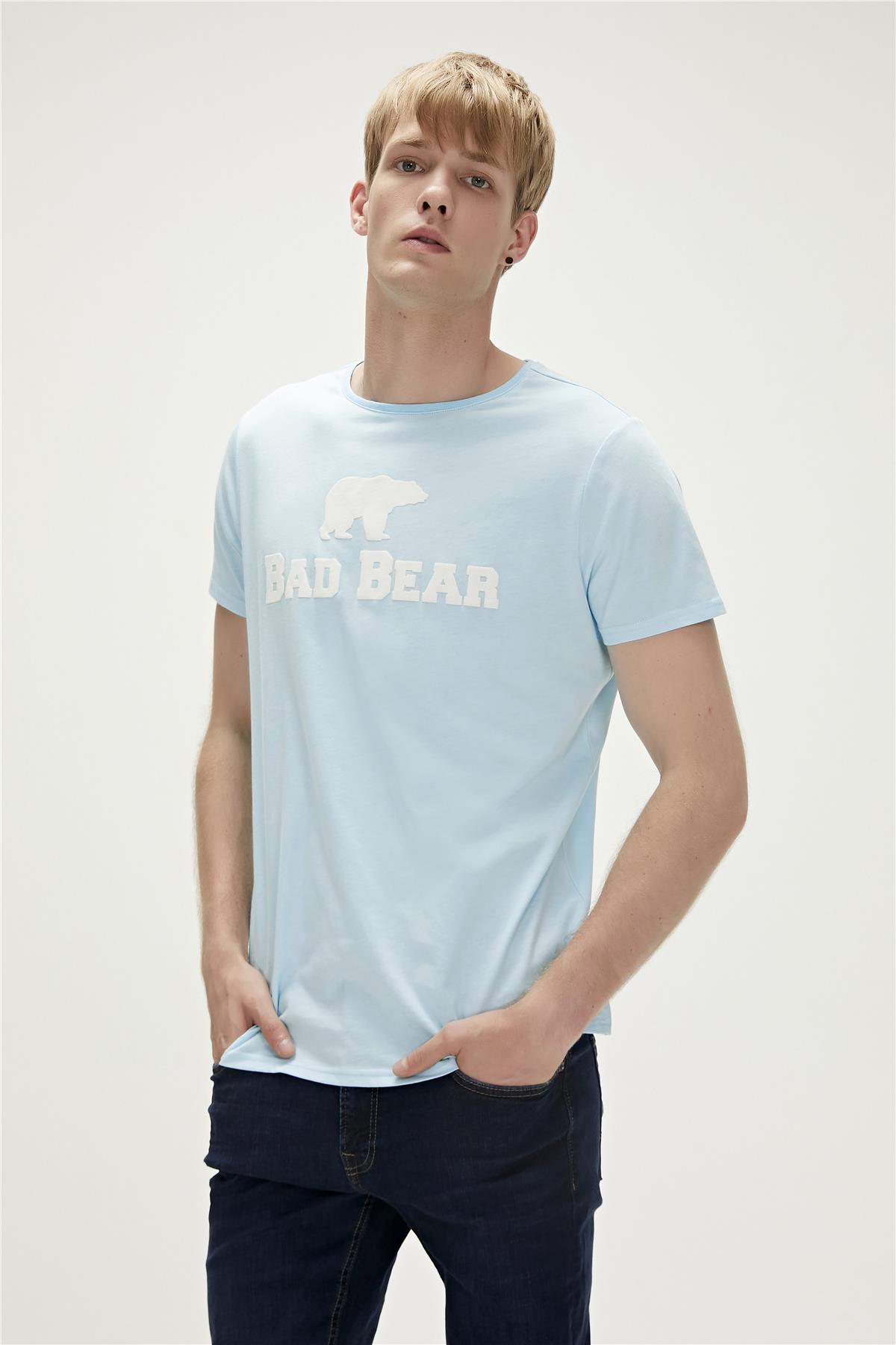 Bear Tee T-Shirt Gök Mavi Logo Baskılı Erkek Tişört 
