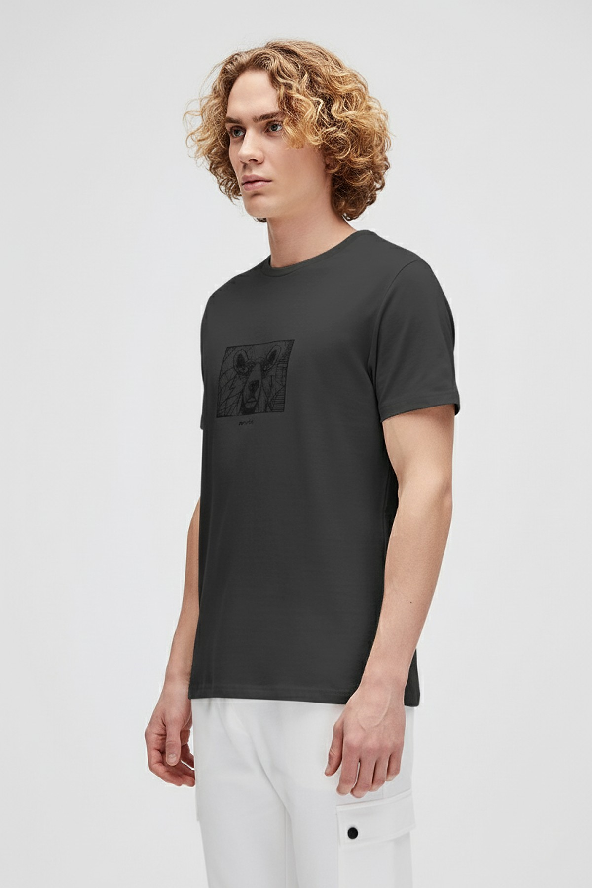 WALL BEAR T-SHIRT PRINTED T-SHIRT ANTRASİT  MAN T-SHIRT WALL BEAR T-SHIRTWALL BEAR T-SHIRT