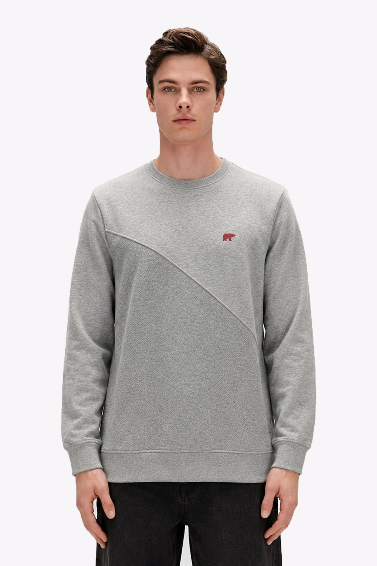 Tune Grimelanj Ters Şerit Detay Erkek Sweatshirt