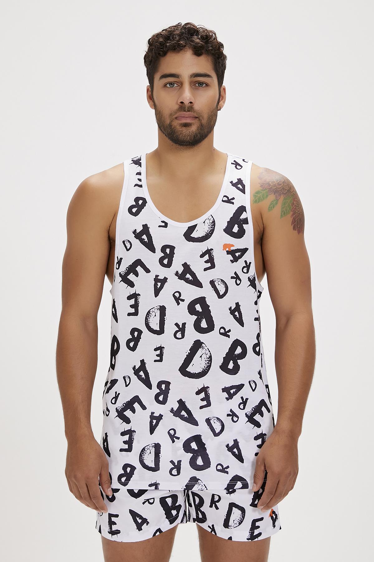 Bling Beyaz Erkek Atlet