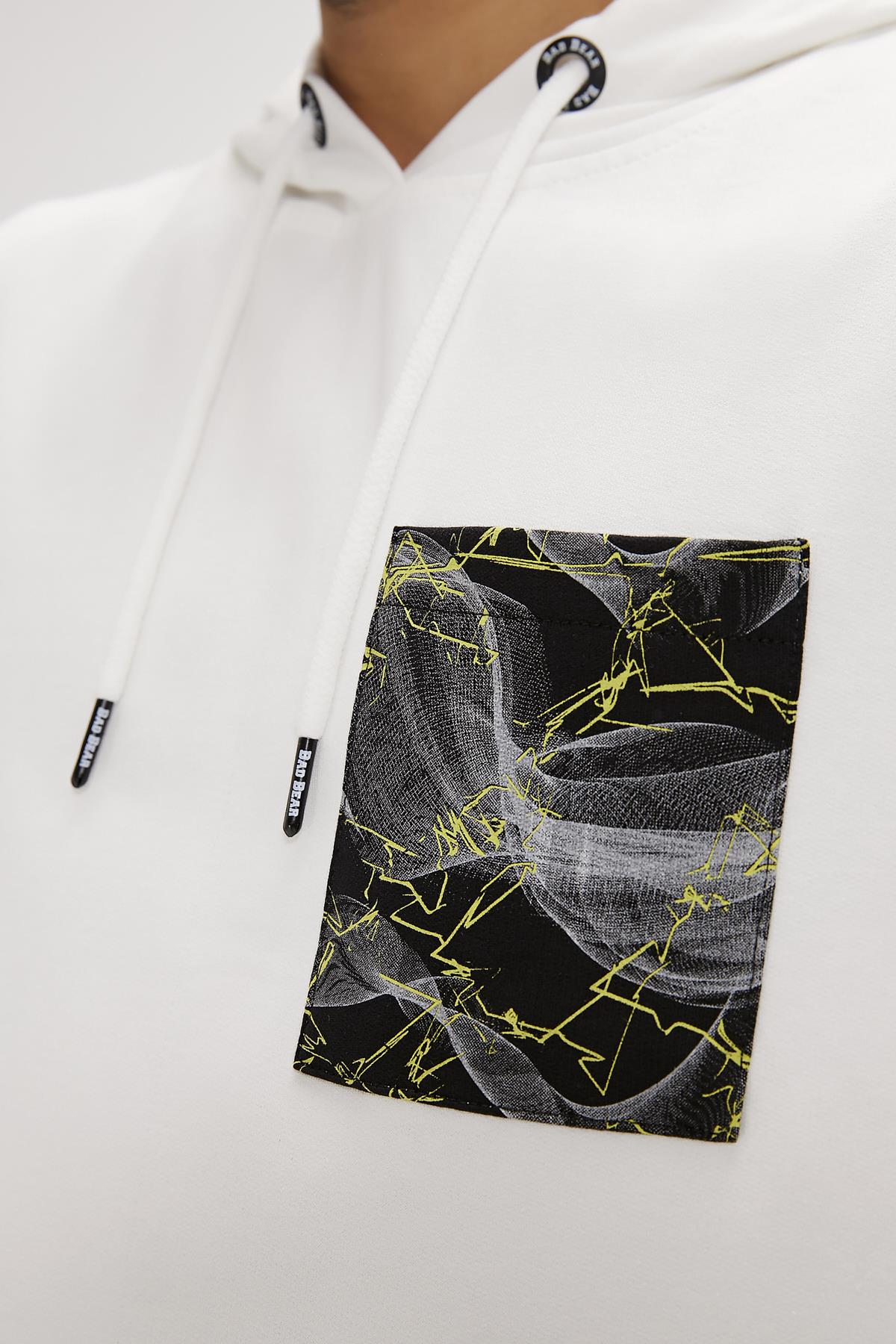 Bolt Beyaz Erkek Hoodie Sweatshirt