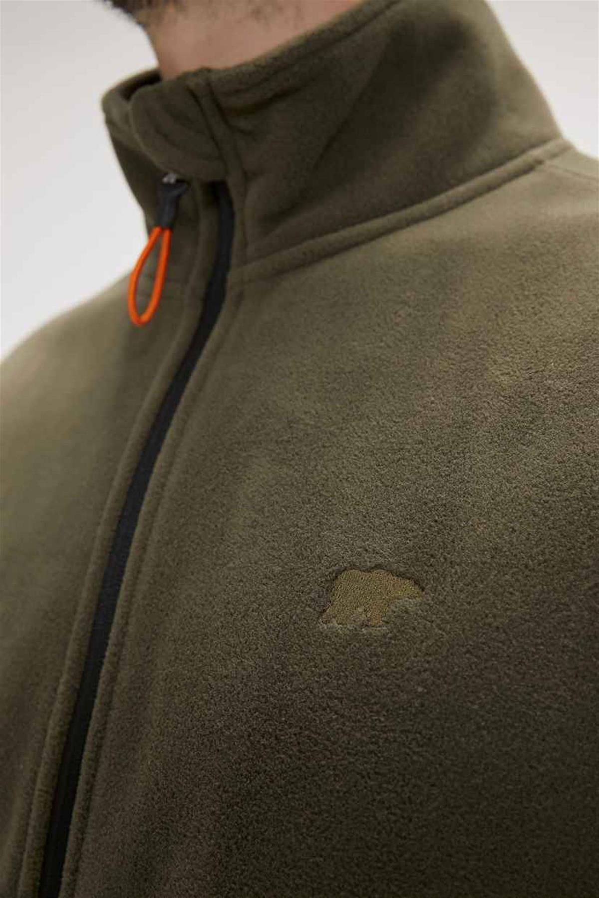 Bowie Full-Zip Haki  Fermuarlı Erkek Polar Sweatshirt