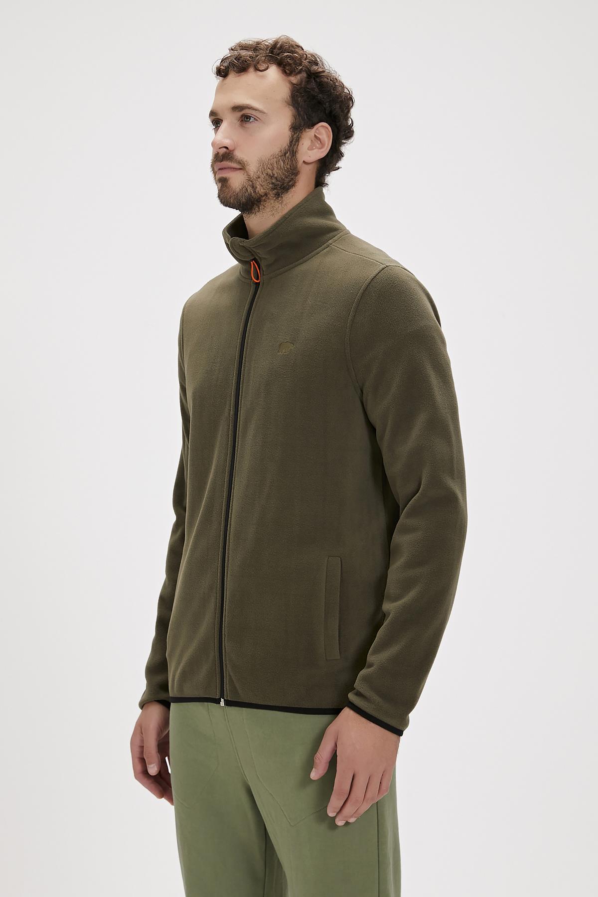 Bowie Full-Zip Haki  Fermuarlı Erkek Polar Sweatshirt