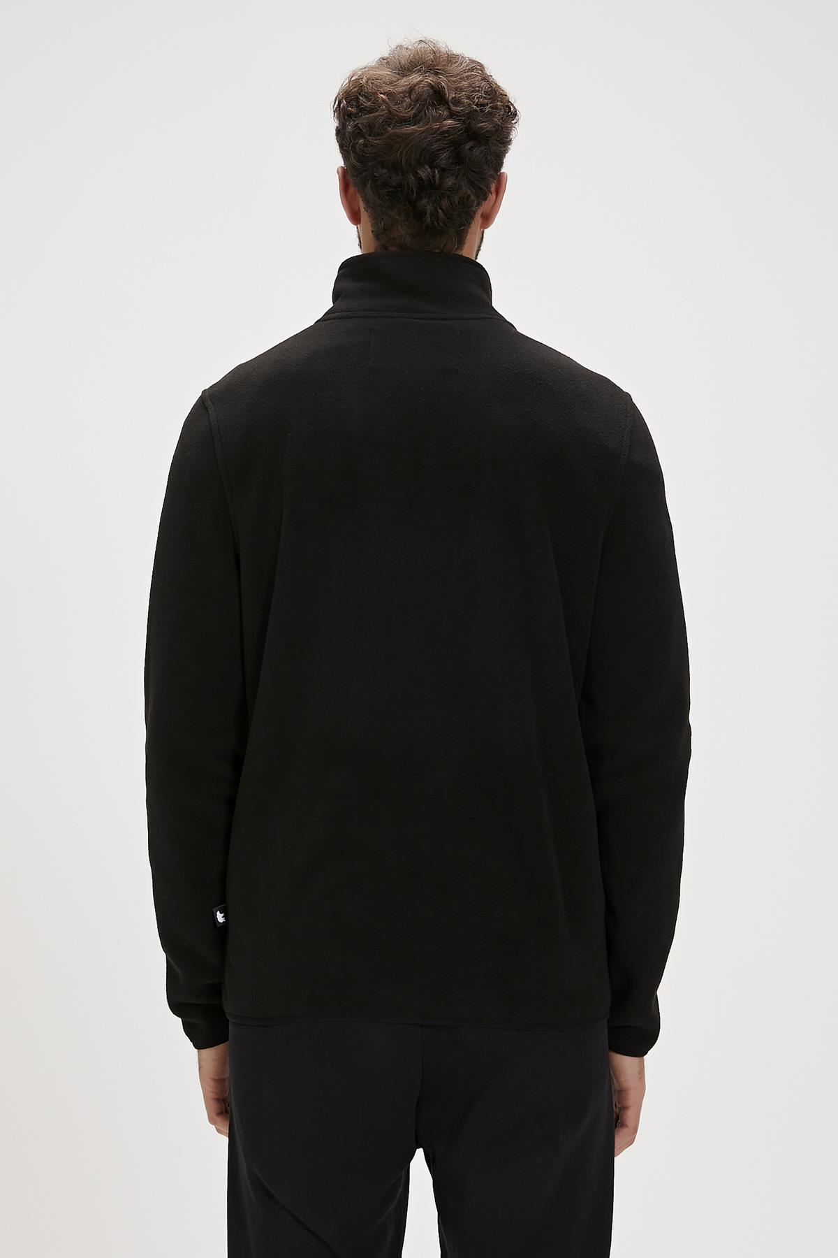 Bowie Full-Zip Siyah Fermuarlı Erkek Polar Sweatshirt