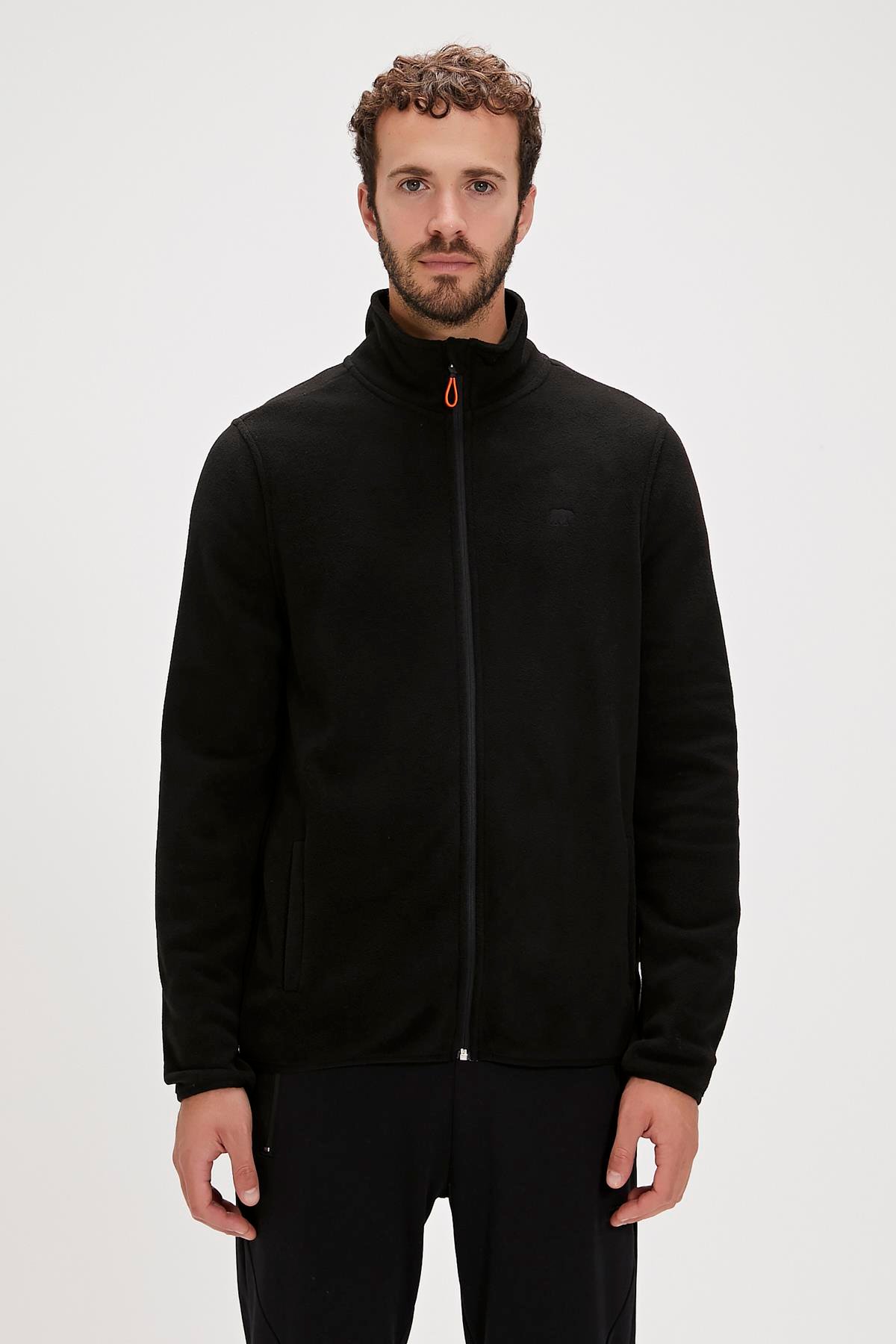 Bowie Full-Zip Siyah Fermuarlı Erkek Polar Sweatshirt