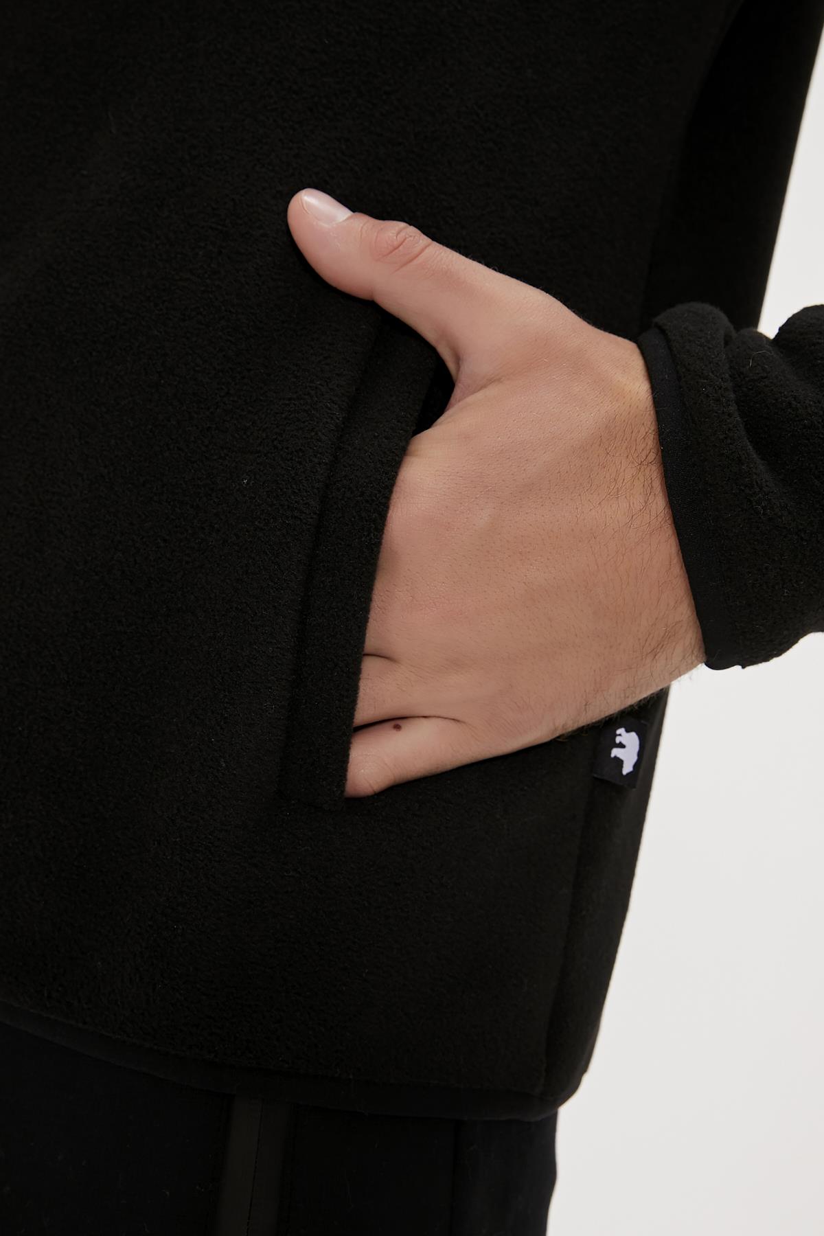 Bowie Full-Zip Siyah Fermuarlı Erkek Polar Sweatshirt