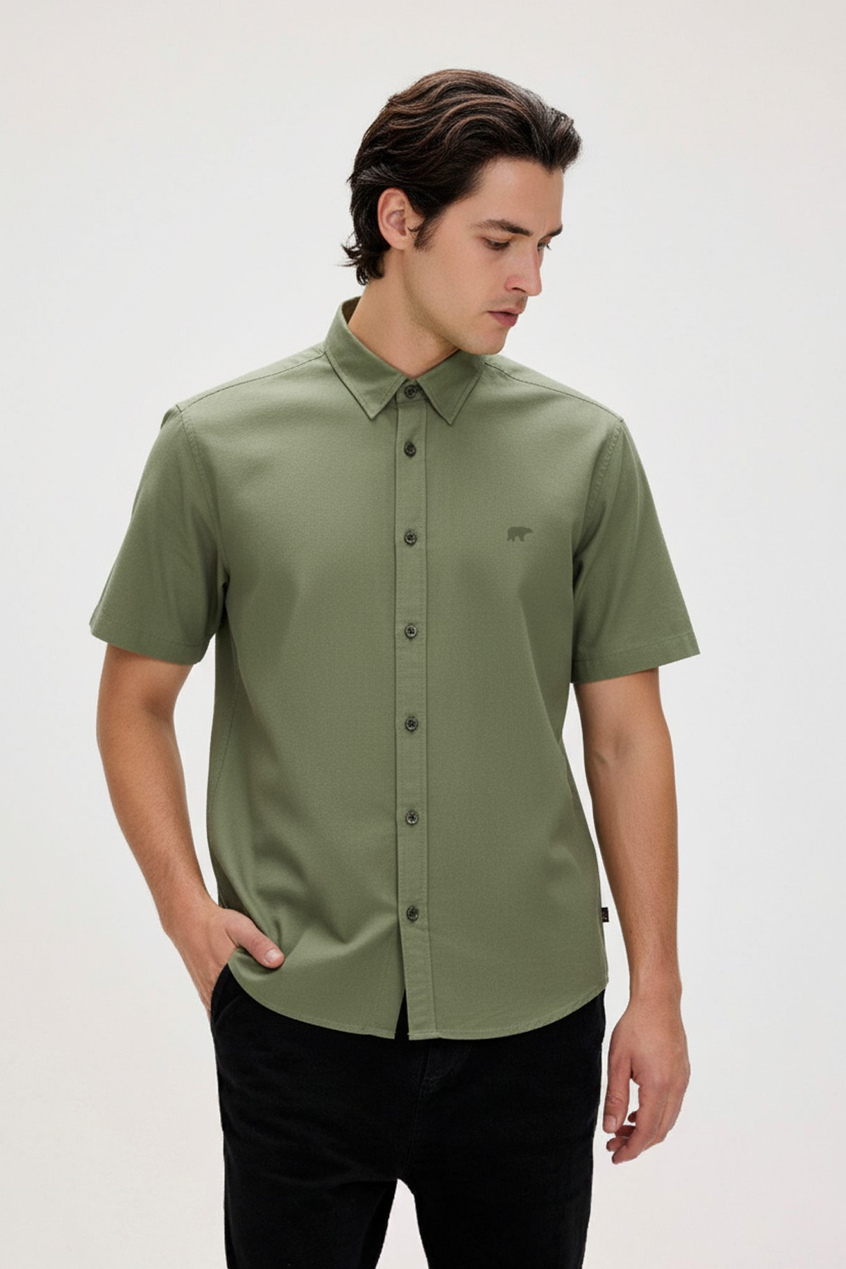 PLANT BASIC SHIRT BASIC SHIRT SOLUK YEŞİL DÜĞMELİ MAN SHIRT PLANT BASIC SHIRTPLANT BASIC SHIRT