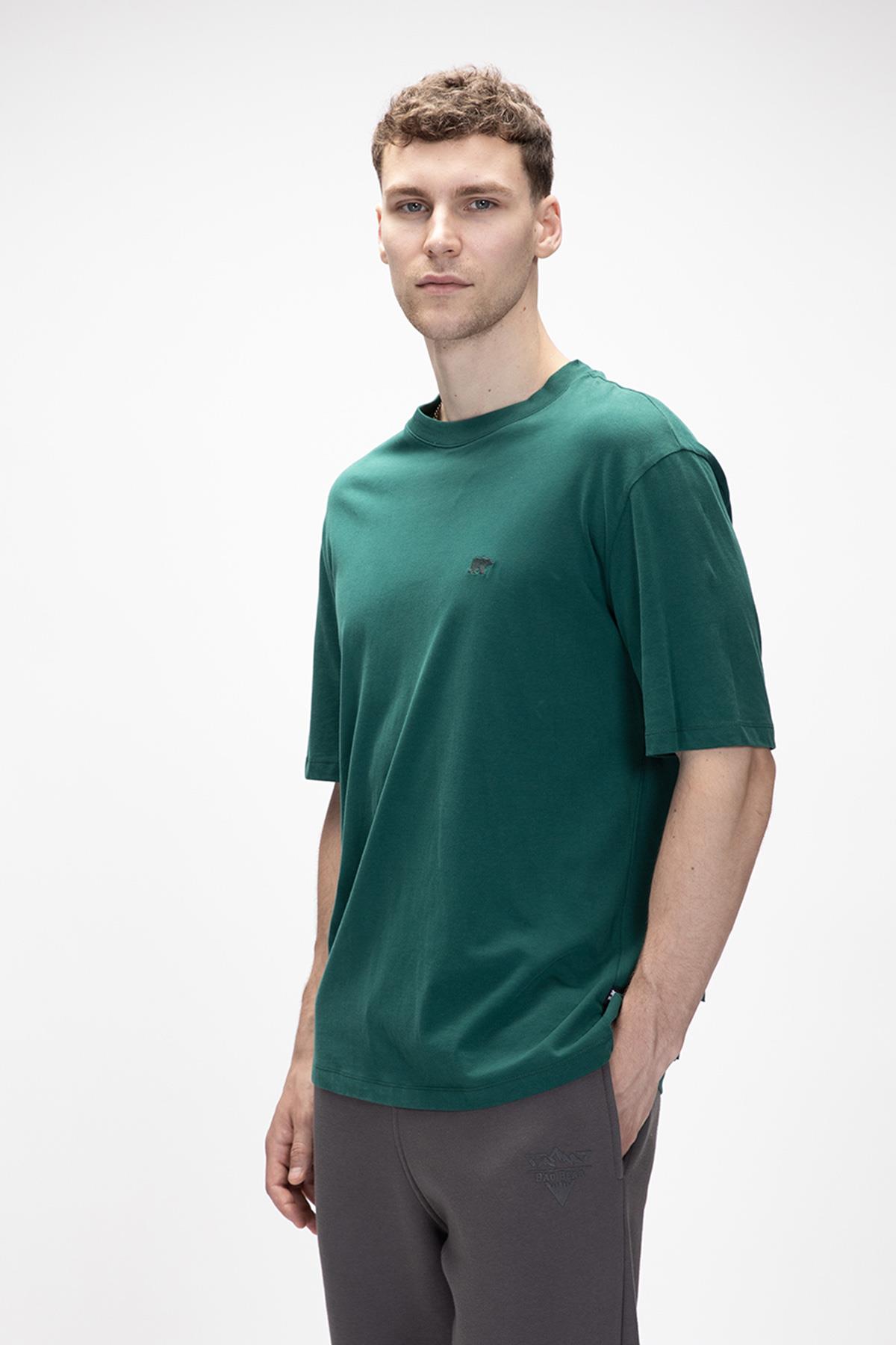 Collage Orman Yeşili Basic Erkek T-Shirt