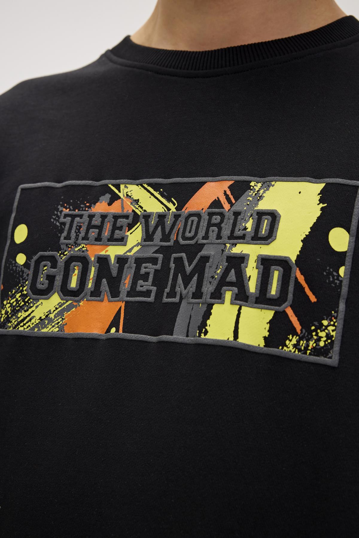 Caen Siyah Erkek Baskılı Sweatshirt