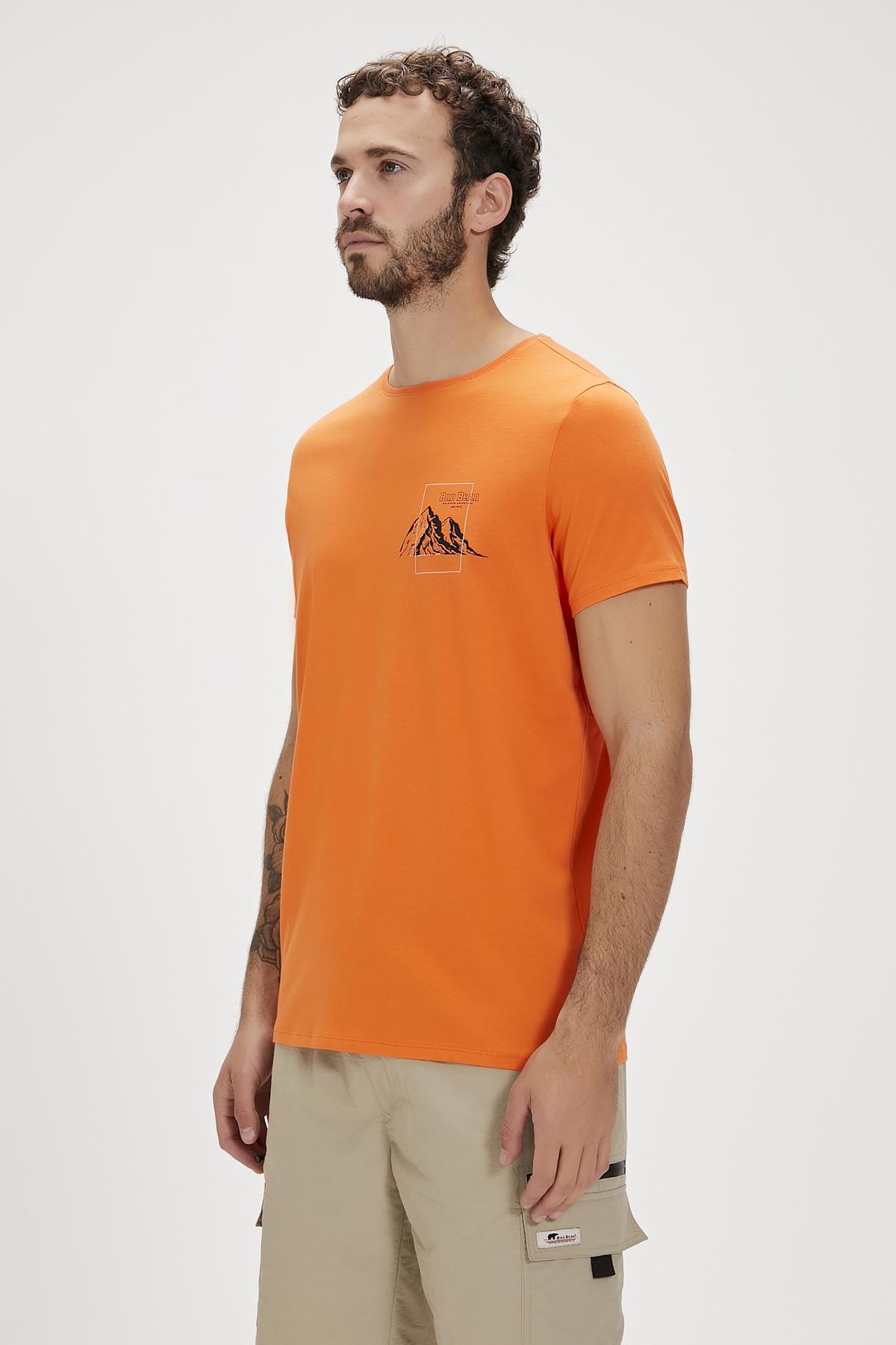 Carl Turuncu Baskılı Erkek Tişört
