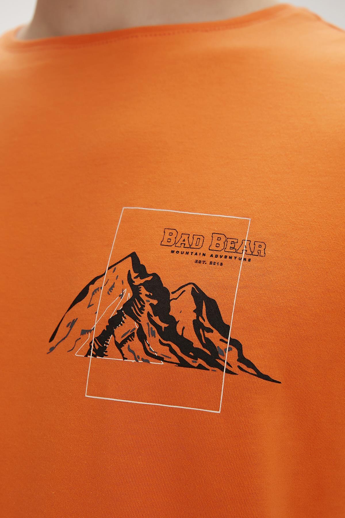 Carl Turuncu Baskılı Erkek Tişört