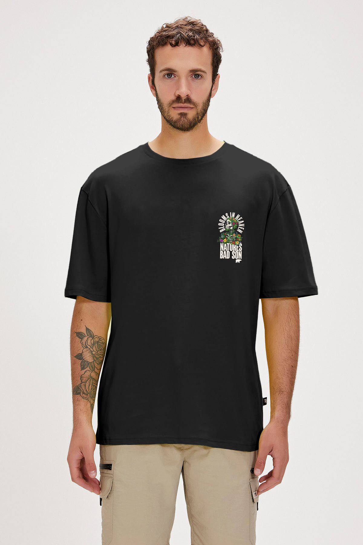 BLOOMS T-SHIRT PRINTED T-SHIRT SİYAH  MAN T-SHIRT BLOOMS T-SHIRTBLOOMS T-SHIRT