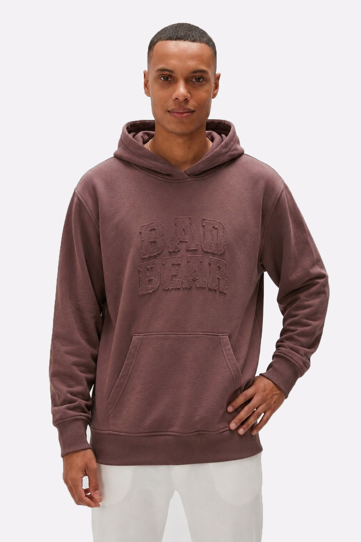 Glacier Kahverengi Logo Baskılı Kapüşonlu Erkek Sweatshirt