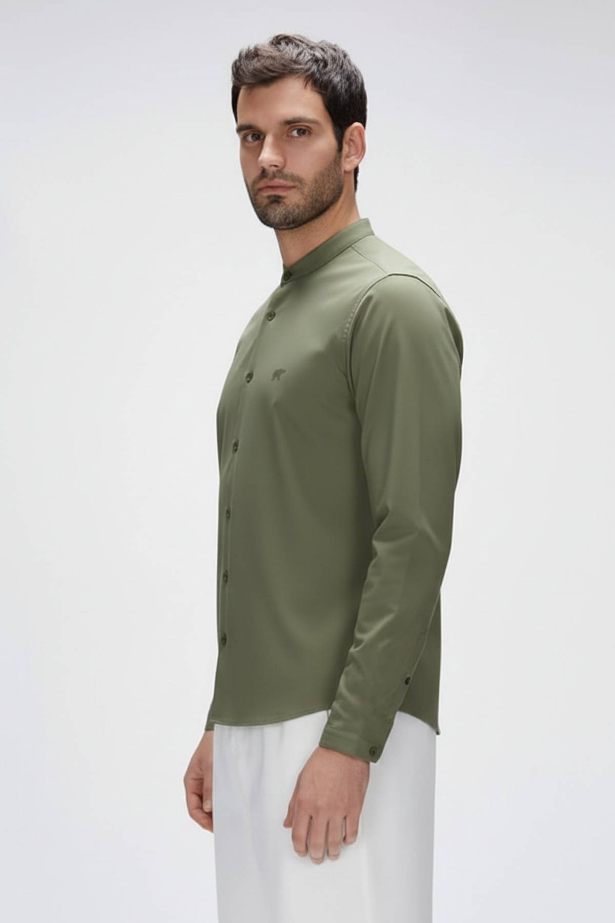 CRUDE SHIRT BASIC SHIRT SOLUK YEŞİL DÜĞMELİ MAN SHIRT CRUDE SHIRTCRUDE SHIRT