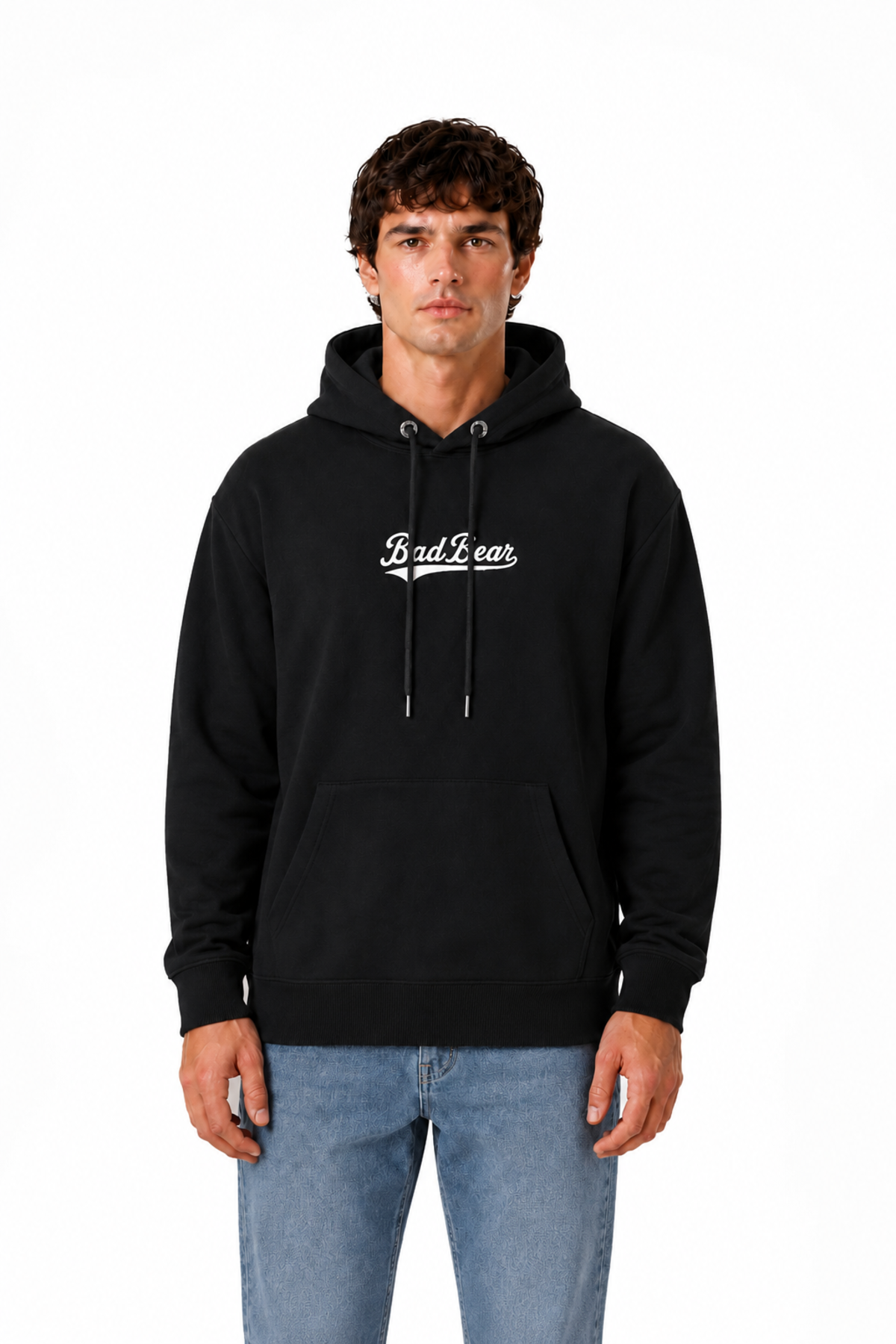 Essence Siyah Basic Kapüşonlu Erkek Sweatshirt