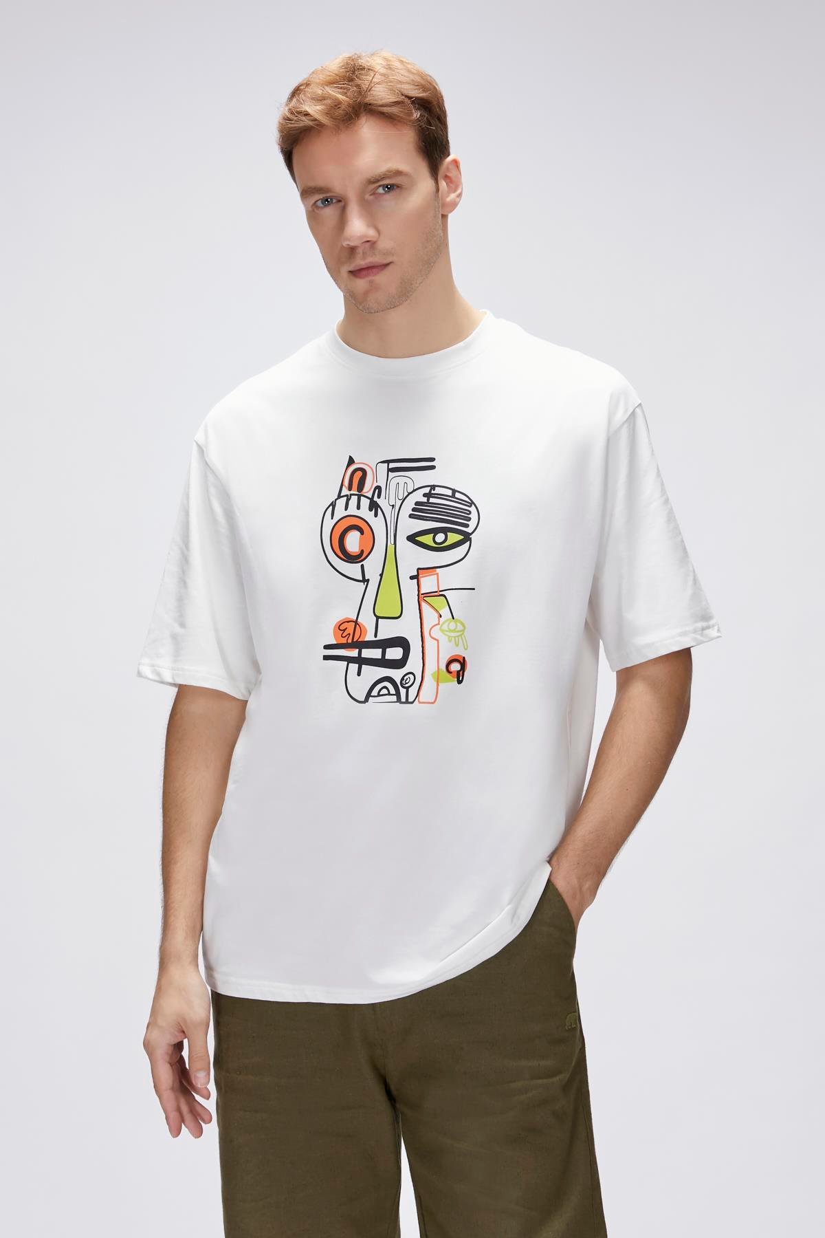 Collis Beyaz Erkek Baskılı Tişört