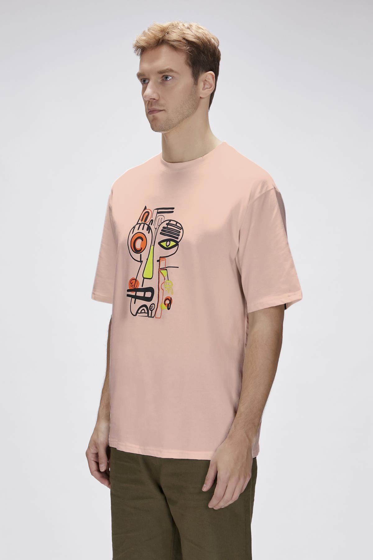 Collis Mellow Peach Mens Printed T-Shirt