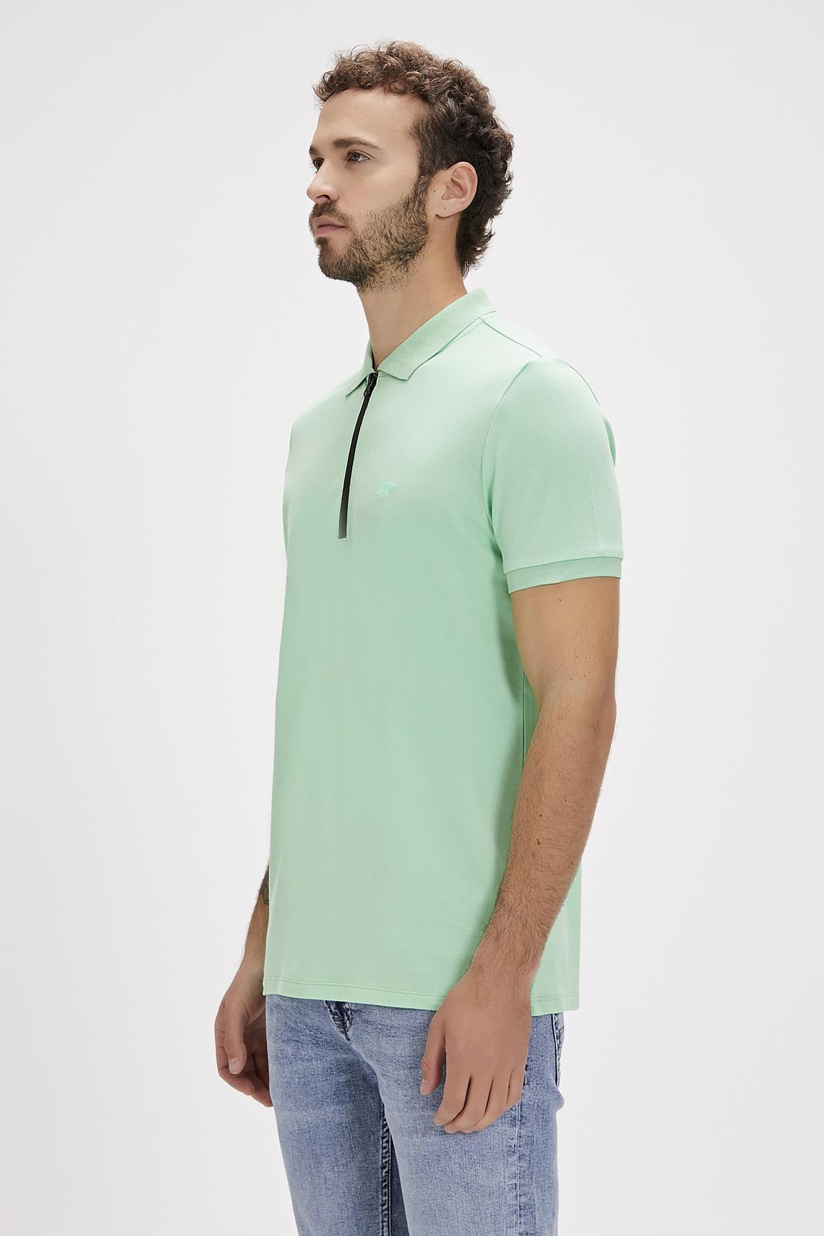 Cord Polo Yaka Yeşil Erkek Tişört