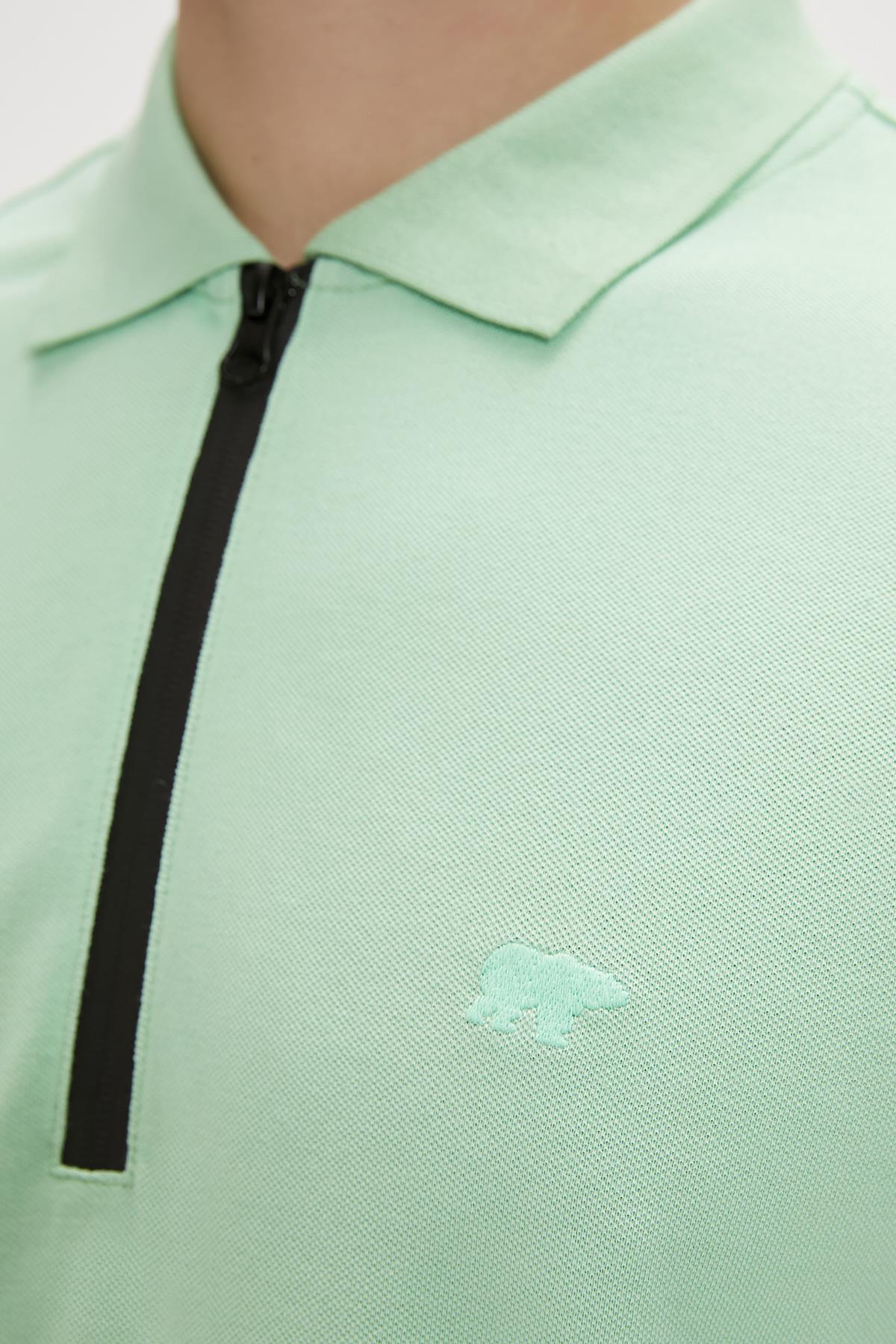 Cord Polo Yaka Yeşil Erkek Tişört