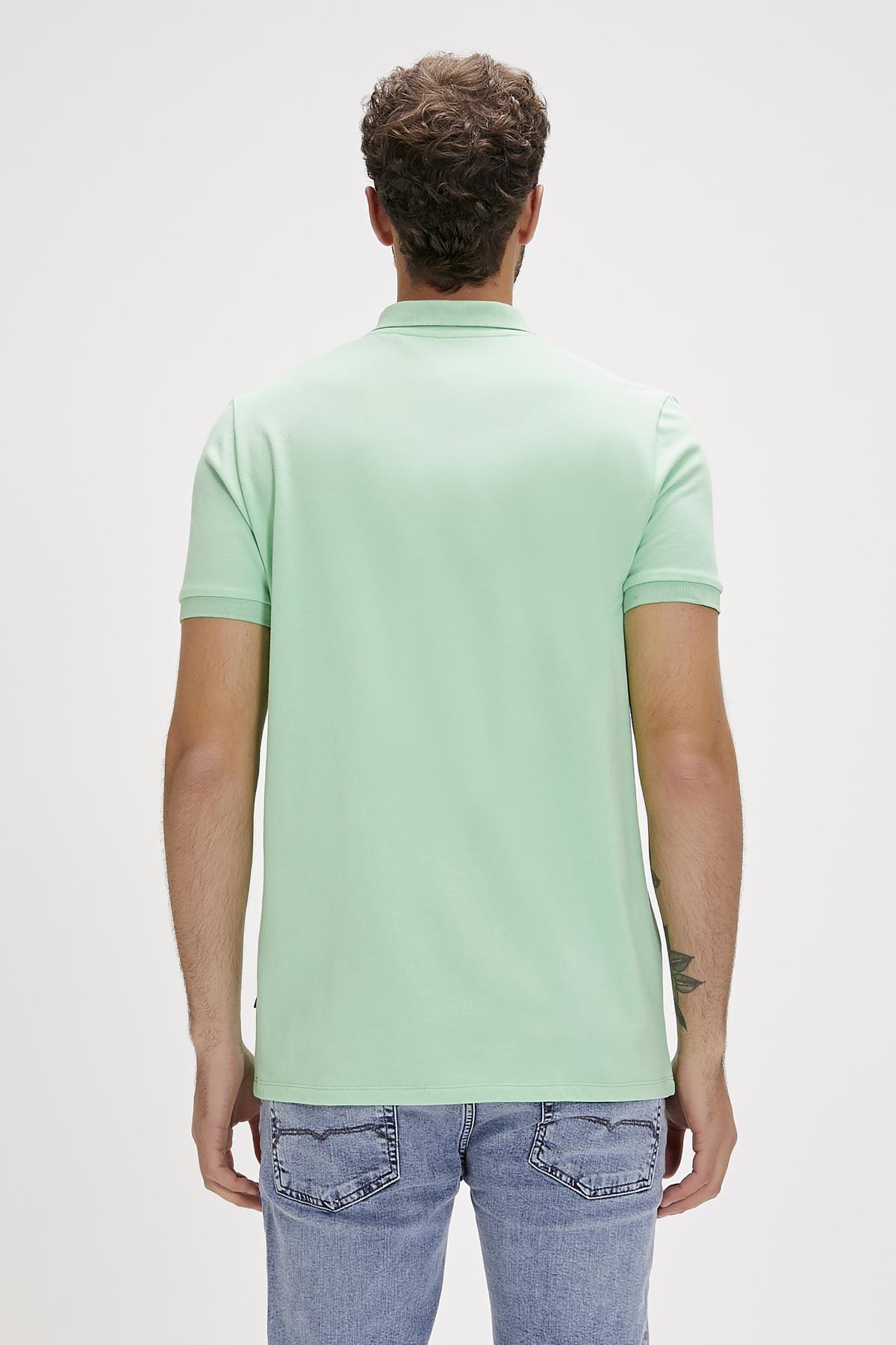 Cord Polo Yaka Yeşil Erkek Tişört