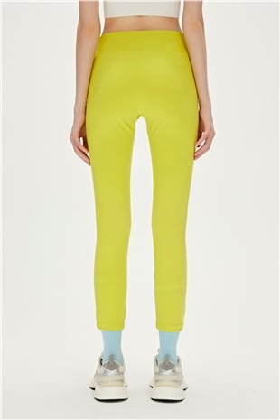 Cut Out Sülfür Yeşil Uzun Kadın Tayt