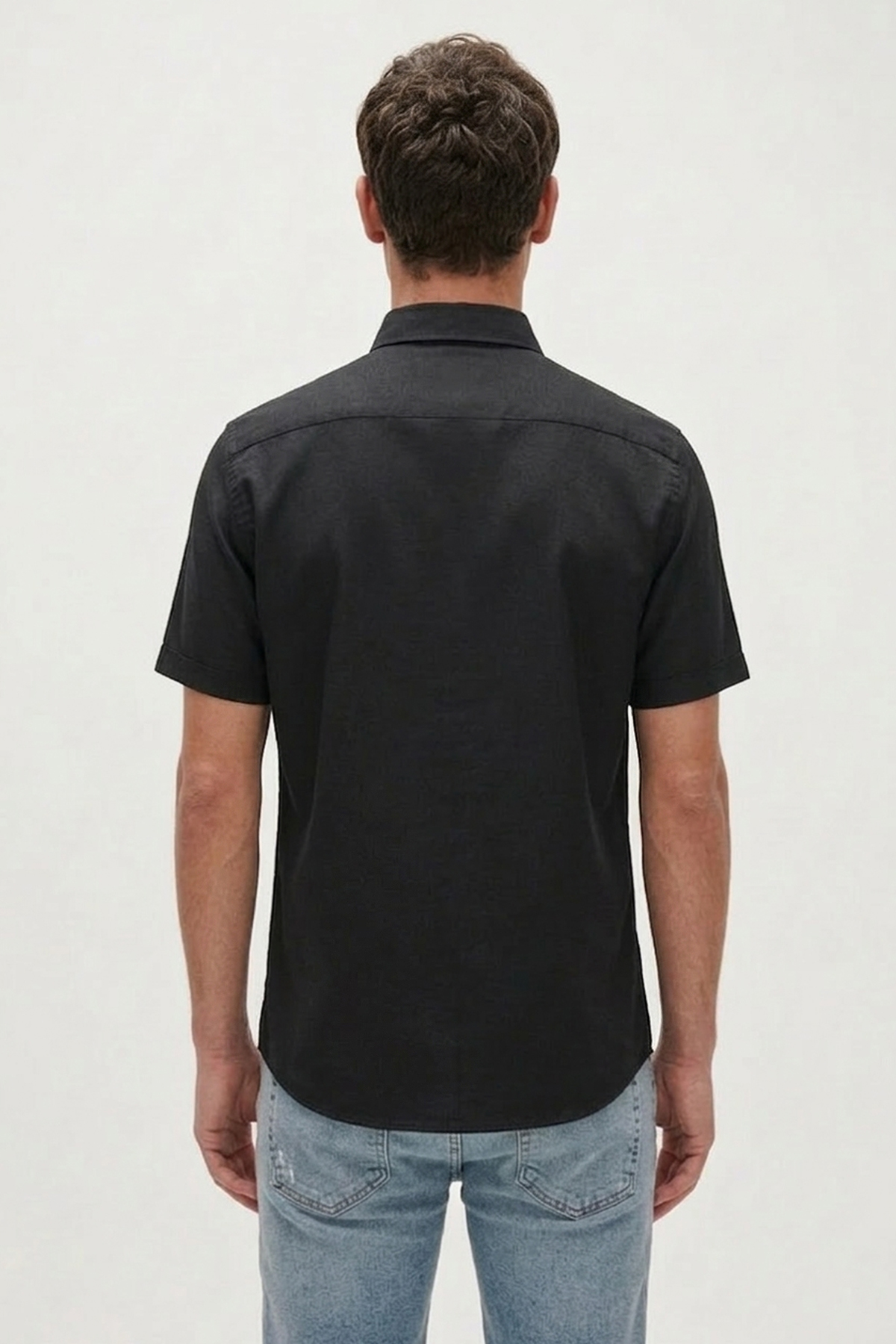 Drafty Siyah Kısa Kollu Erkek Gömlek