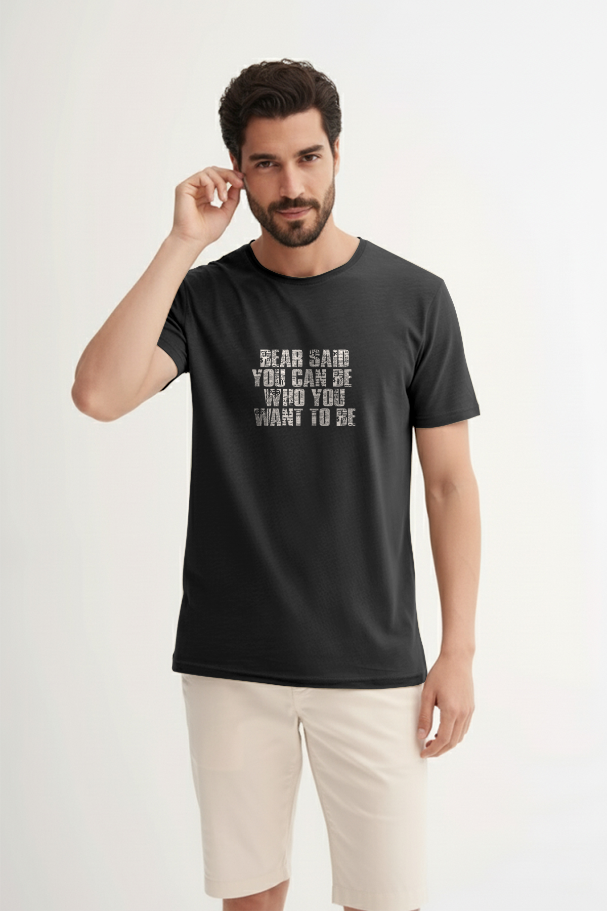 BEAR SAID T-SHIRT PRINTED T-SHIRT SİYAH  MAN T-SHIRT BEAR SAID T-SHIRTBEAR SAID T-SHIRT