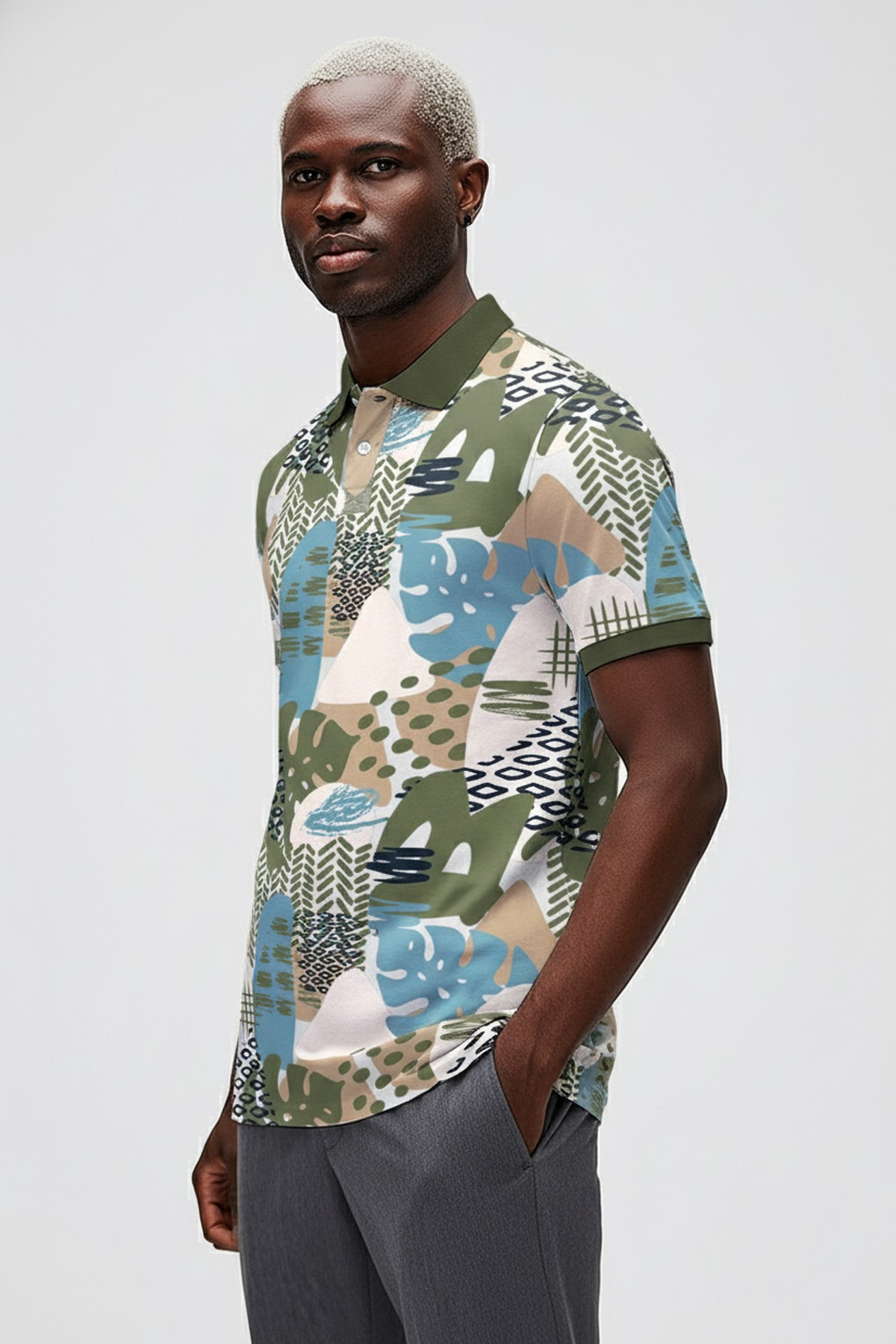 BOTA POLO NECK T-SHIRT PRINTED POLO SOLUK YEŞİL  MAN T-SHIRT BOTA POLO NECK T-SHIRTBOTA POLO NECK T-SHIRT