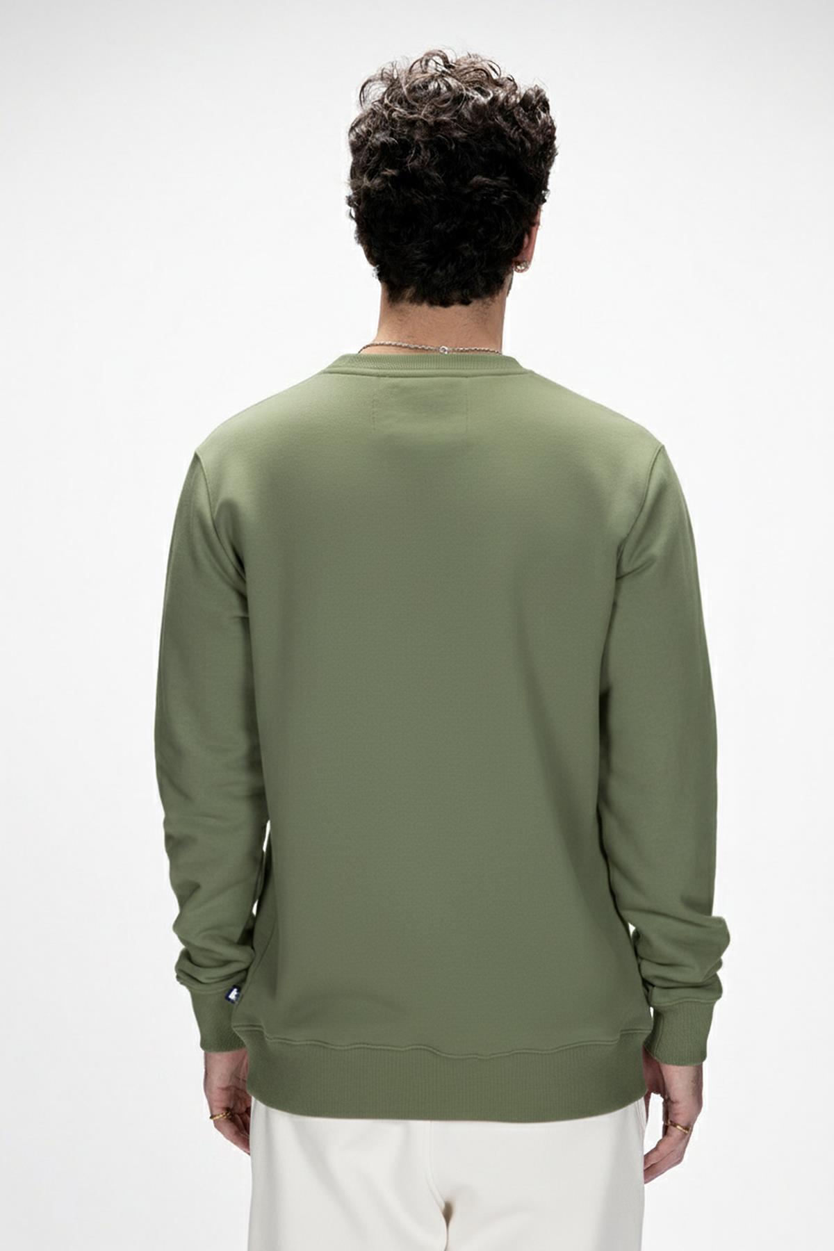 Inner Koyu Yeşil King Size Baskılı Crewneck Erkek Sweatshirt