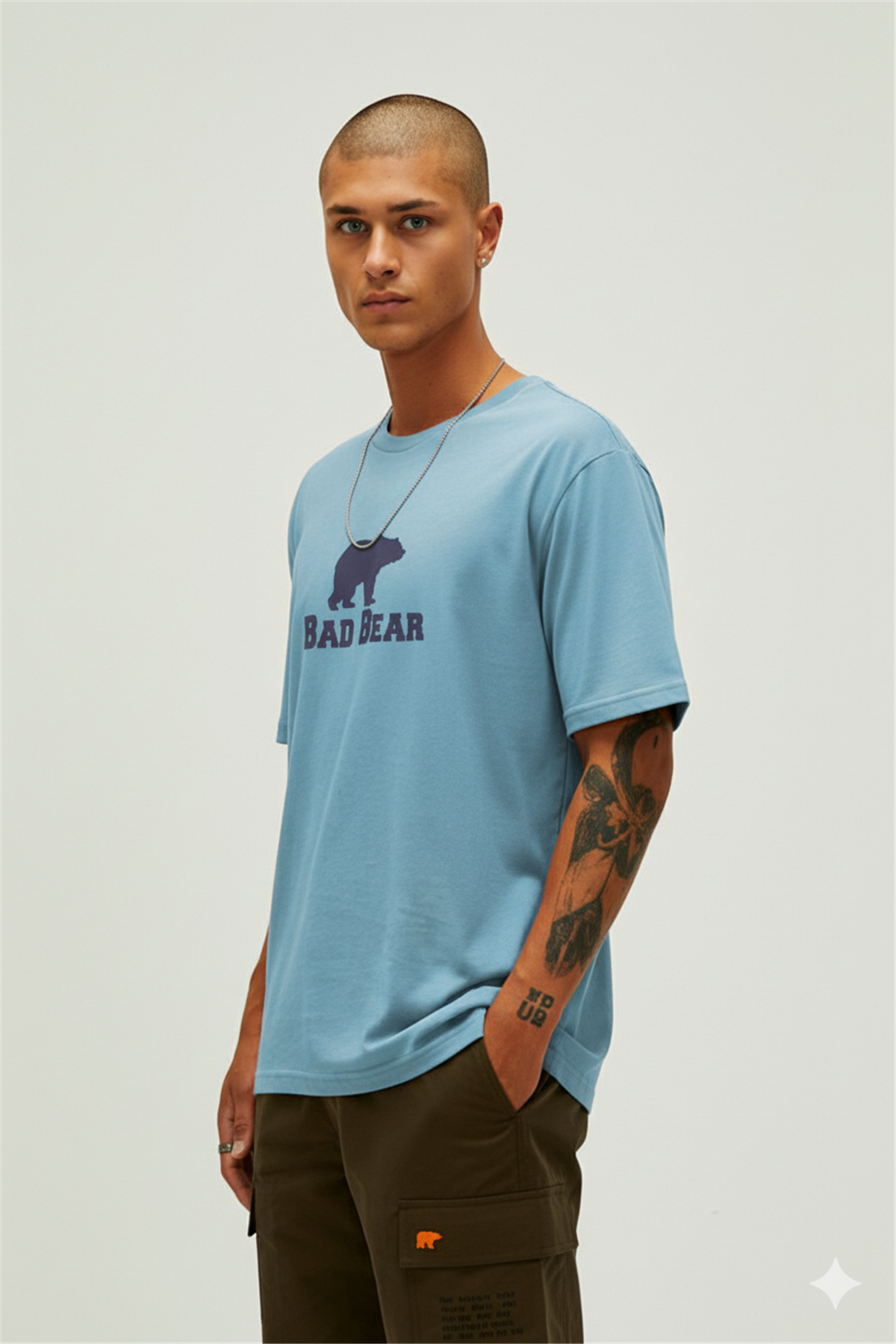Muscle Retro Mavi Erkek Baskılı Tişört