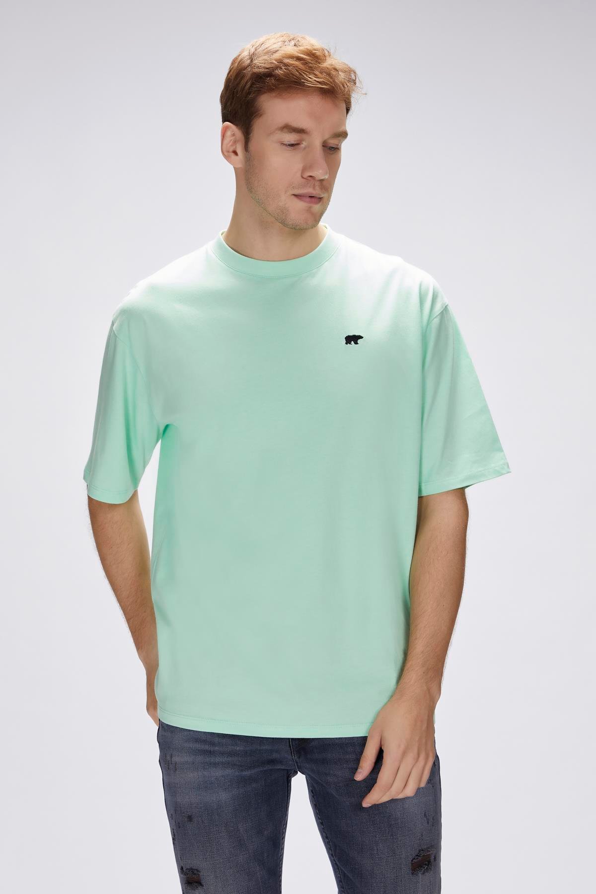 Damon Yeşil Erkek Oversize Tişört