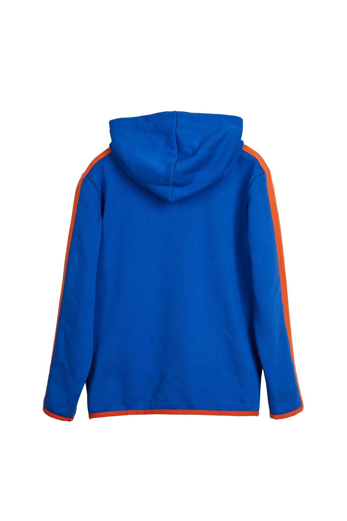 Darrel Full-Zip Saks Mavisi Çocuk Kapüşonlu Sweatshirt