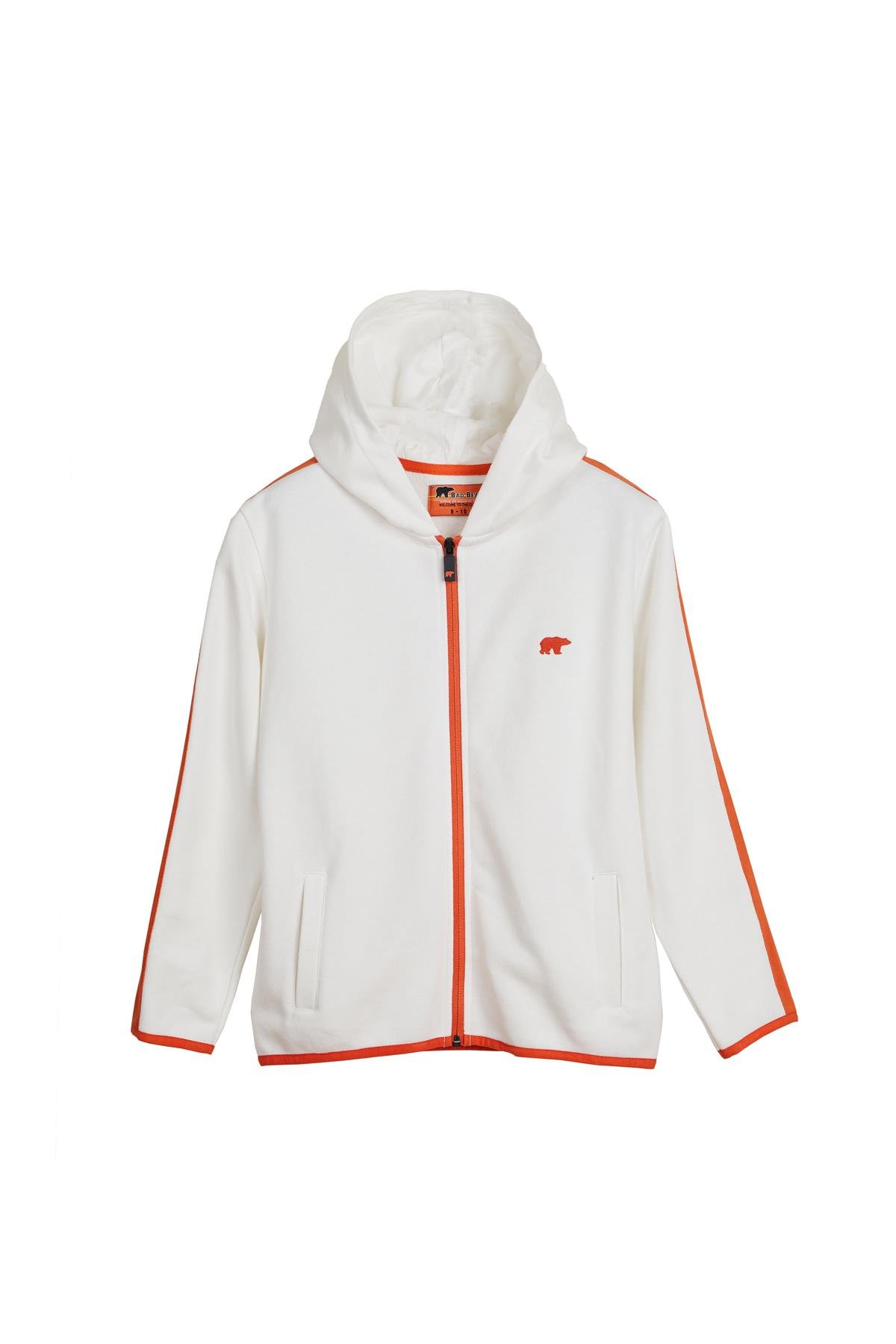 Darrel Full-Zip Beyaz Çocuk Kapüşonlu Sweatshirt