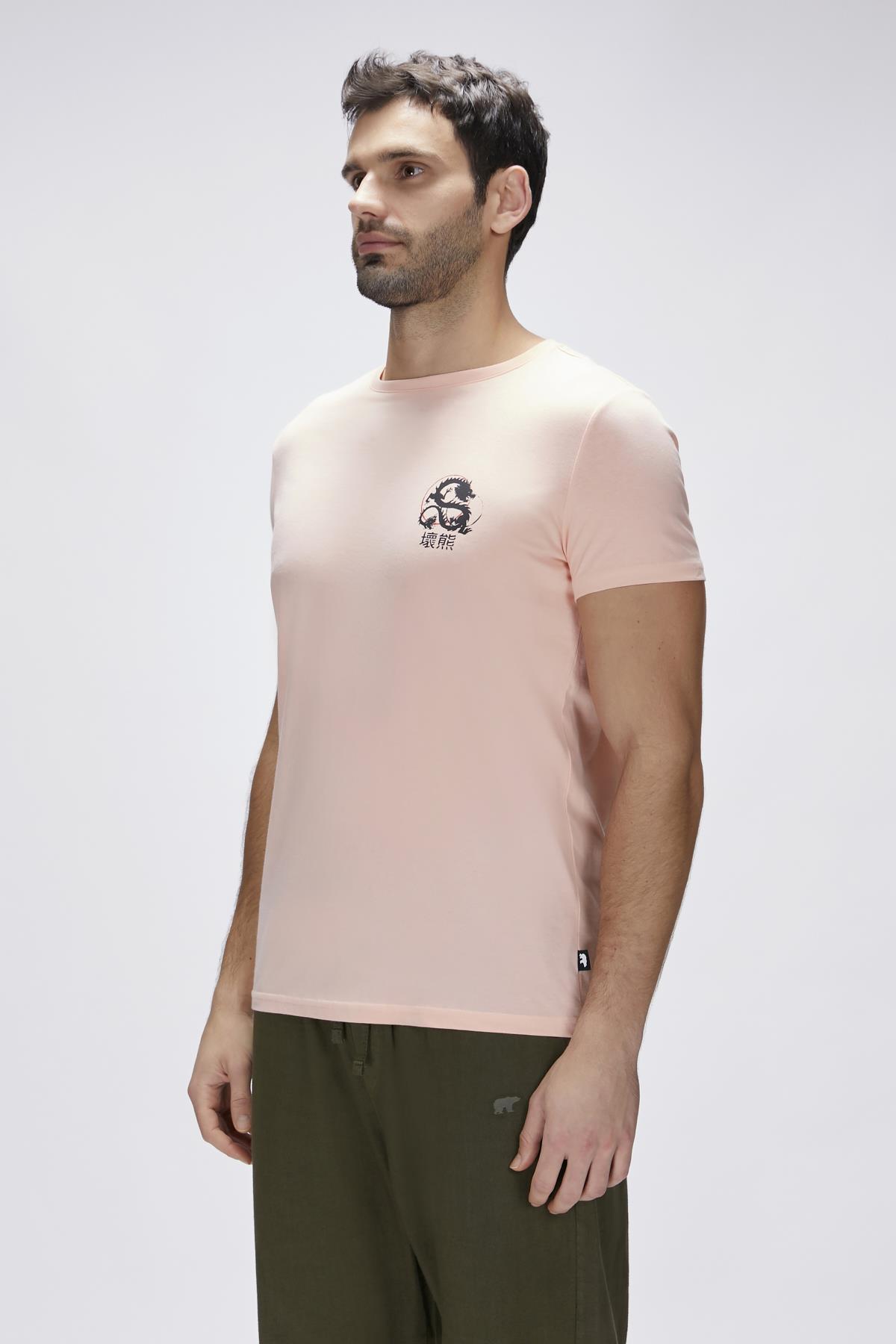 Draco Mellow Peach Mens Printed T-Shirt
