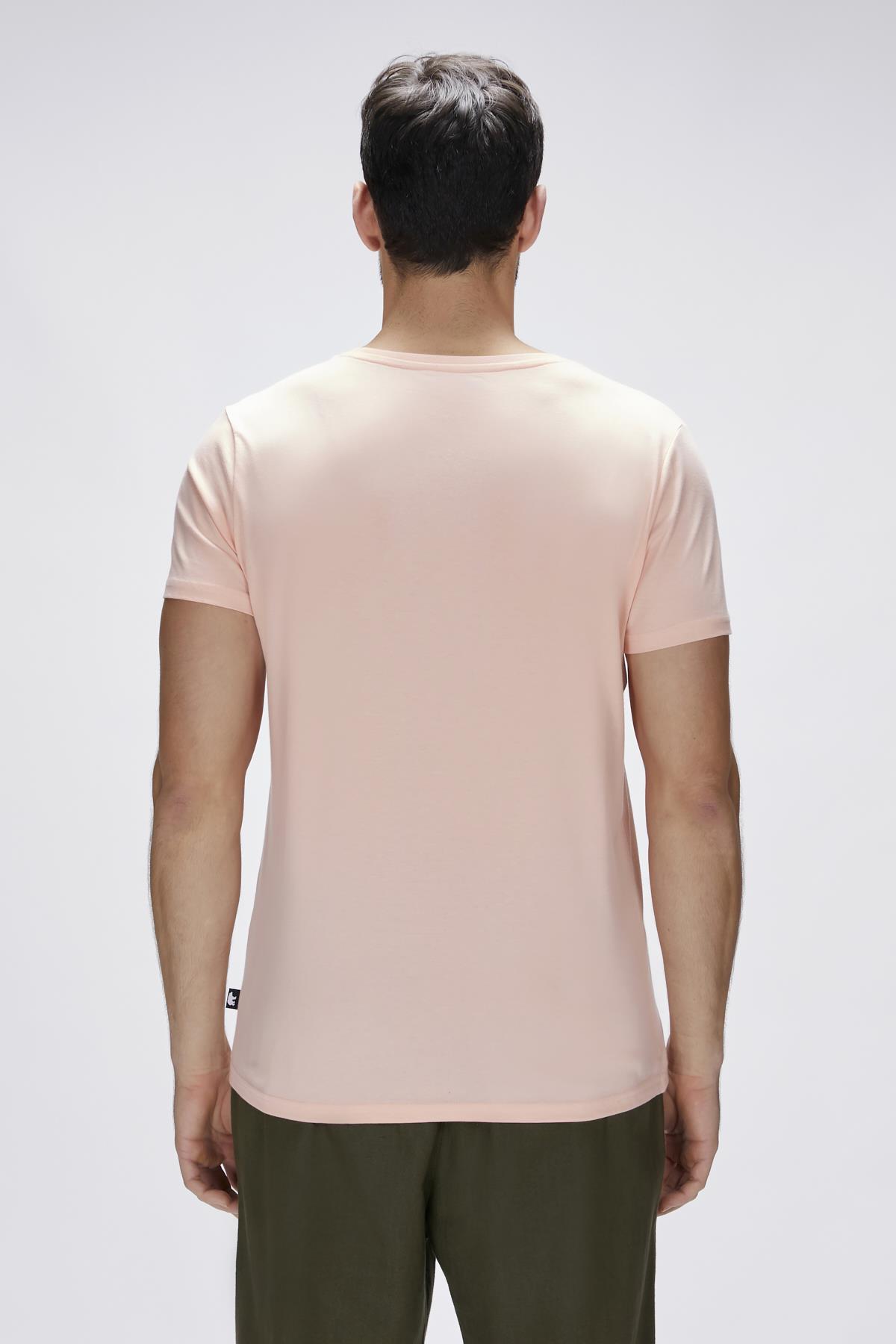 Draco Mellow Peach Mens Printed T-Shirt