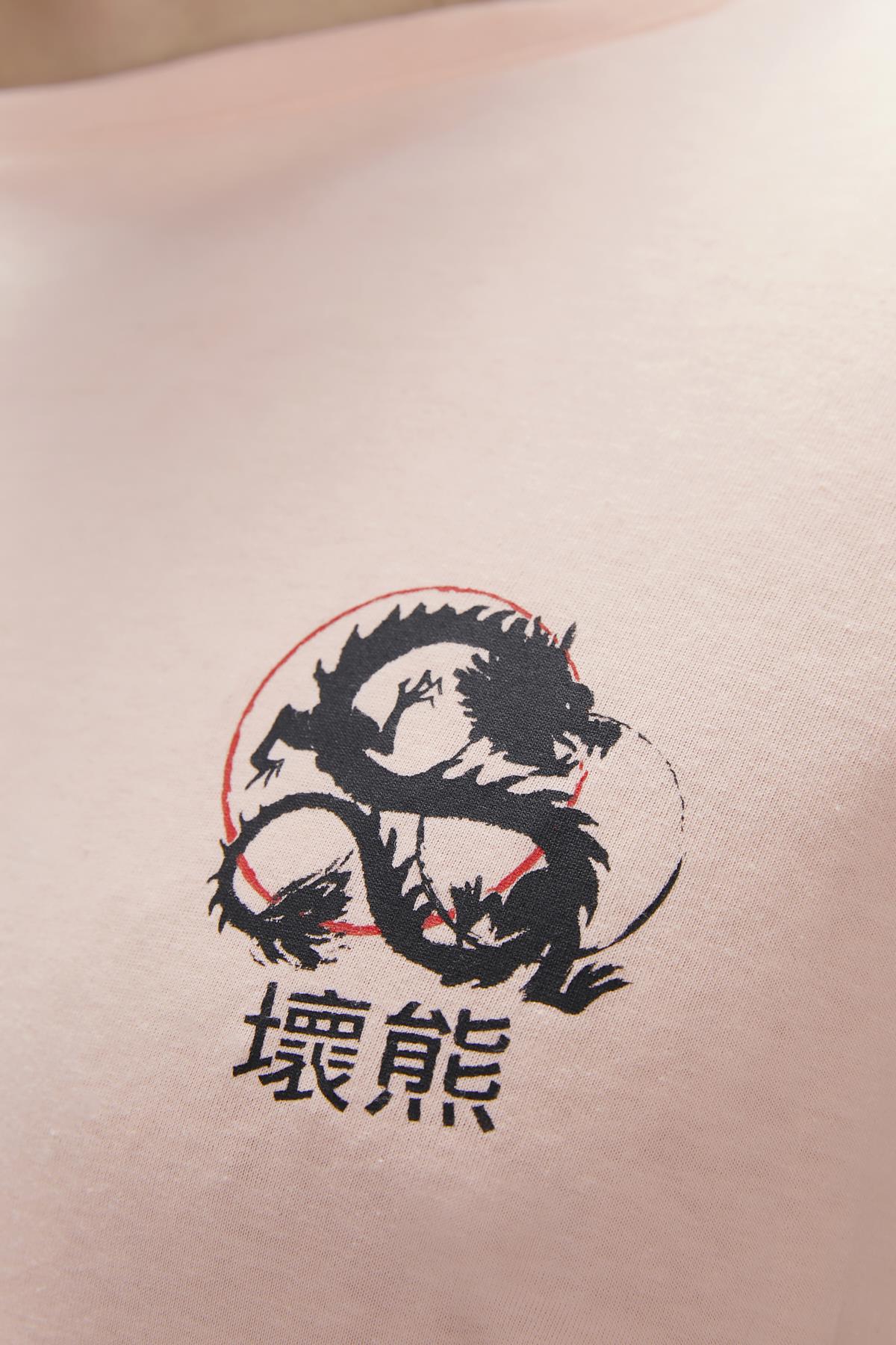 Draco Mellow Peach Mens Printed T-Shirt