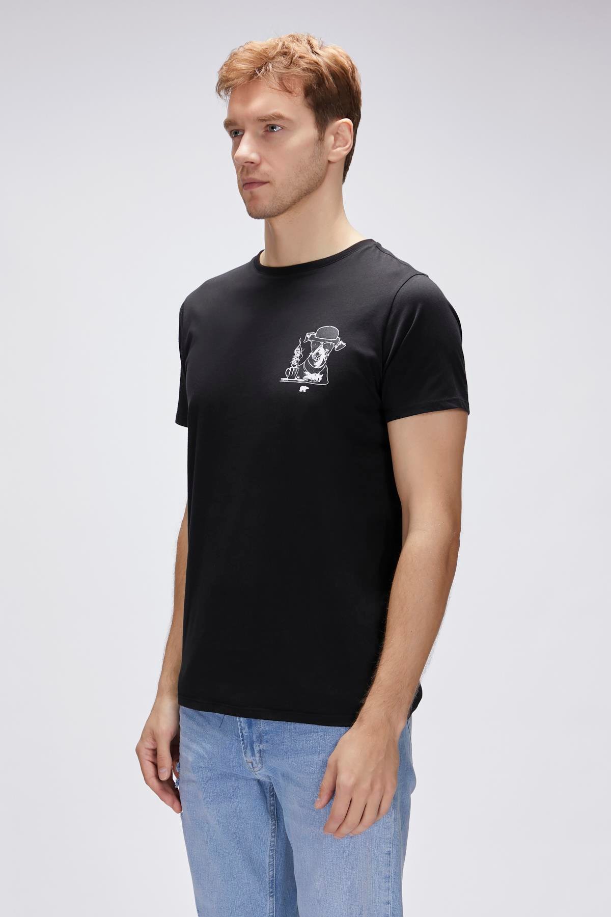 Duggie Siyah Erkek Baskılı Tişört
