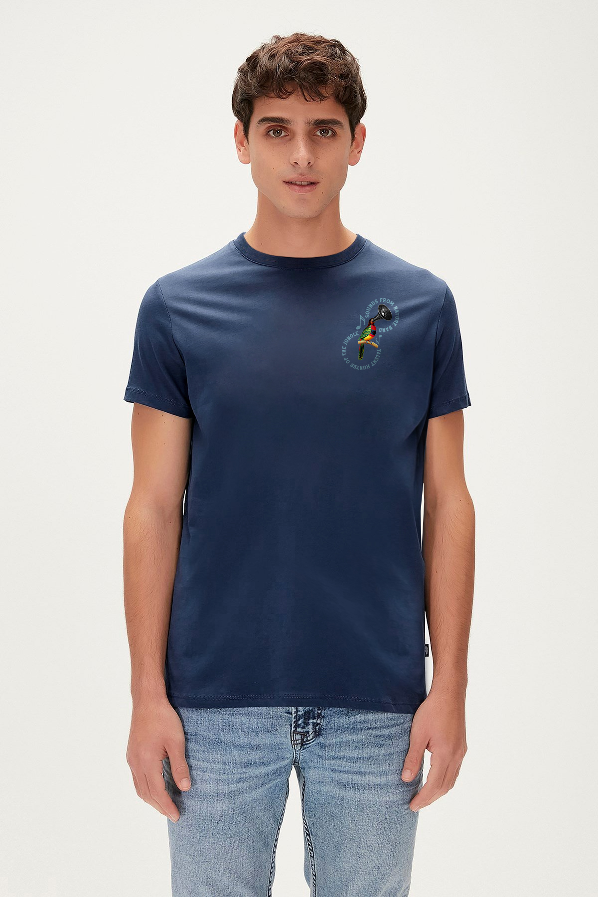 NATURE BAND T-SHIRT PRINTED T-SHIRT LACİVERT  MAN T-SHIRT NATURE BAND T-SHIRTNATURE BAND T-SHIRT