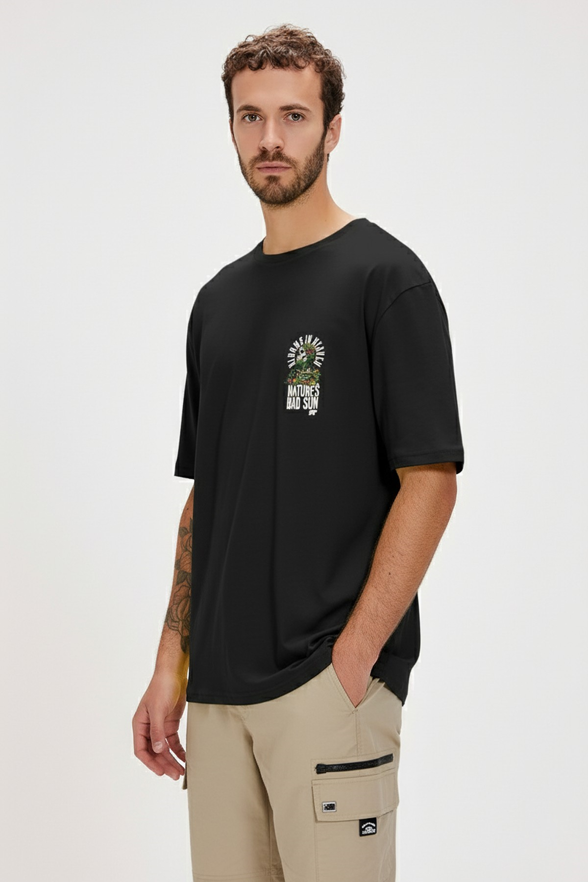 BLOOMS T-SHIRT PRINTED T-SHIRT SİYAH  MAN T-SHIRT BLOOMS T-SHIRTBLOOMS T-SHIRT