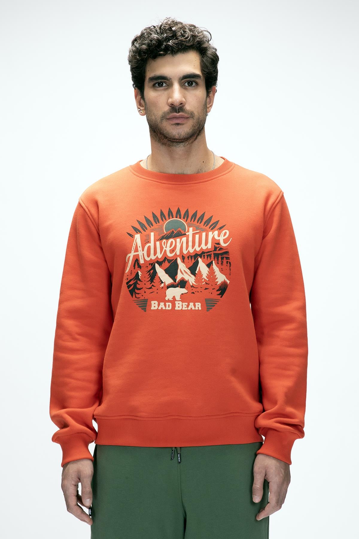 Adventure Tarçın Crewneck Erkek Baskılı Sweatshirt