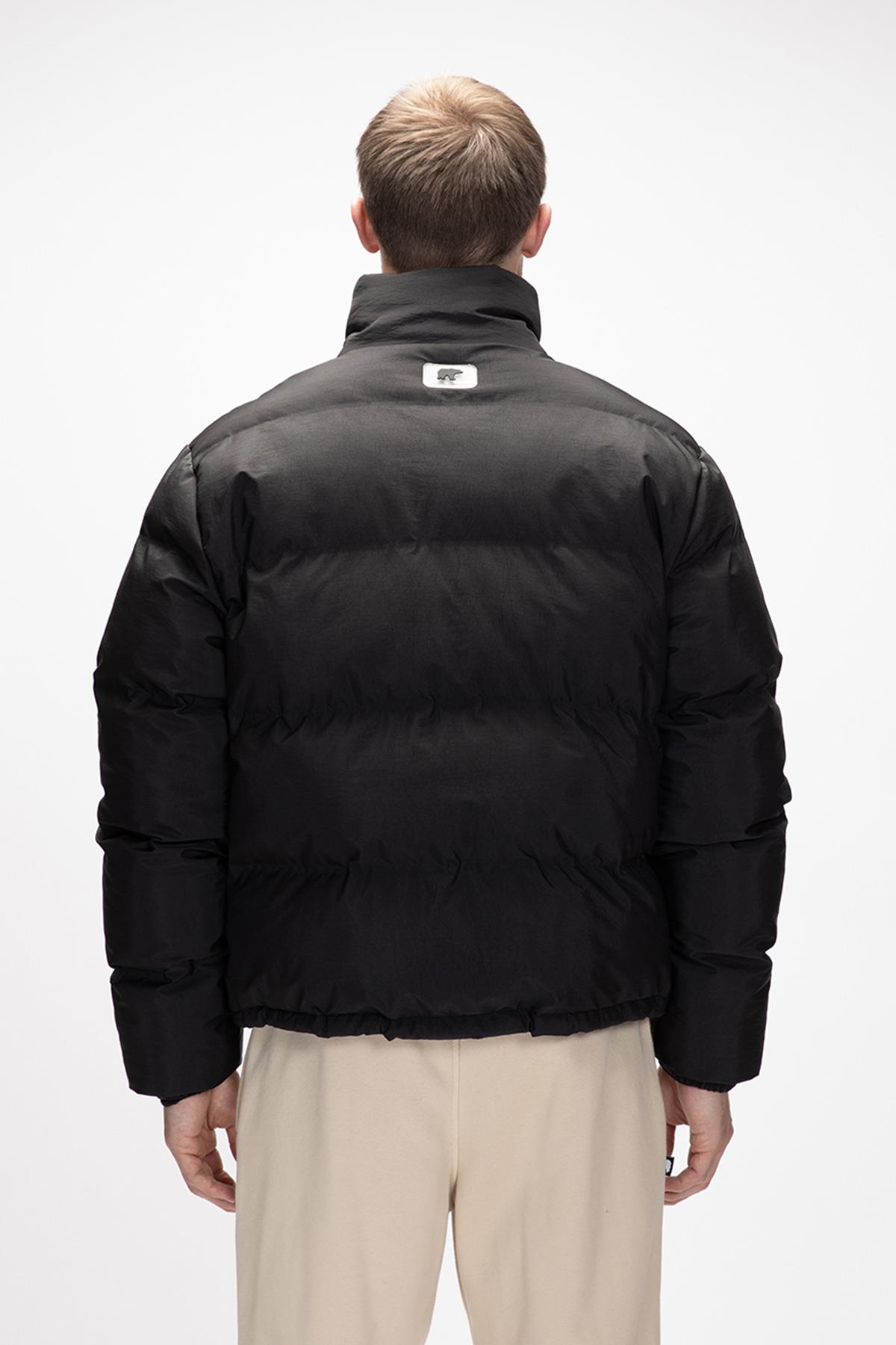 Amsterdam Si̇yah Puffer Kapüşonlu Erkek Mont