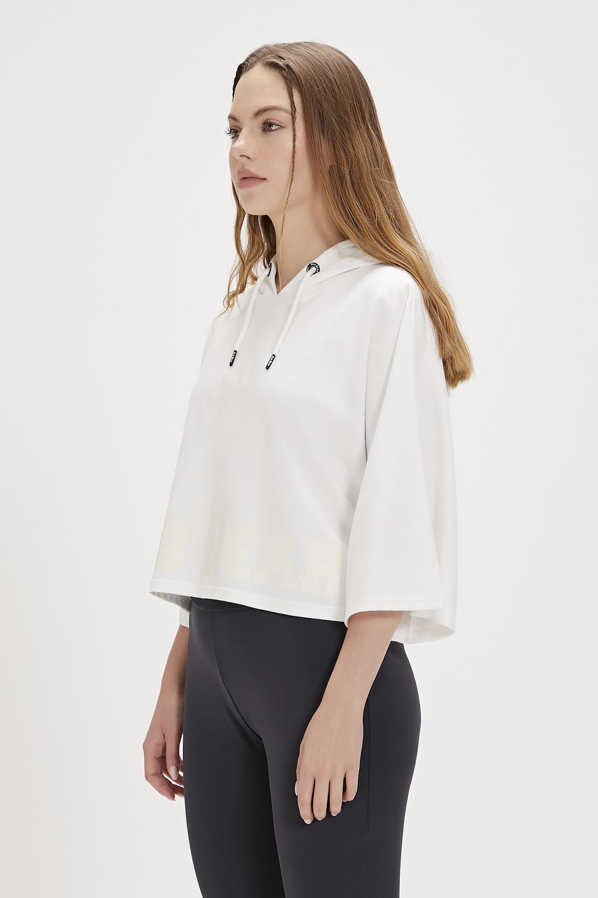 Ella Beyaz Kadın Hoodie Sweatshirt