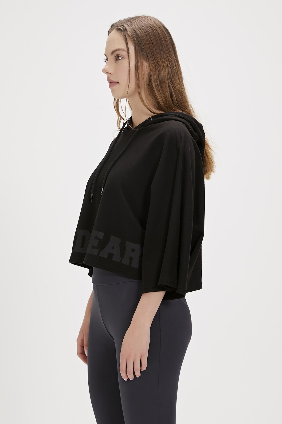 Ella Siyah Kadın Hoodie Sweatshirt