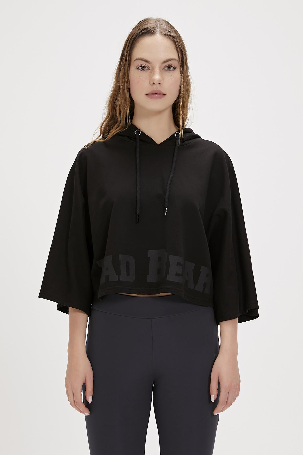 Ella Siyah Kadın Hoodie Sweatshirt