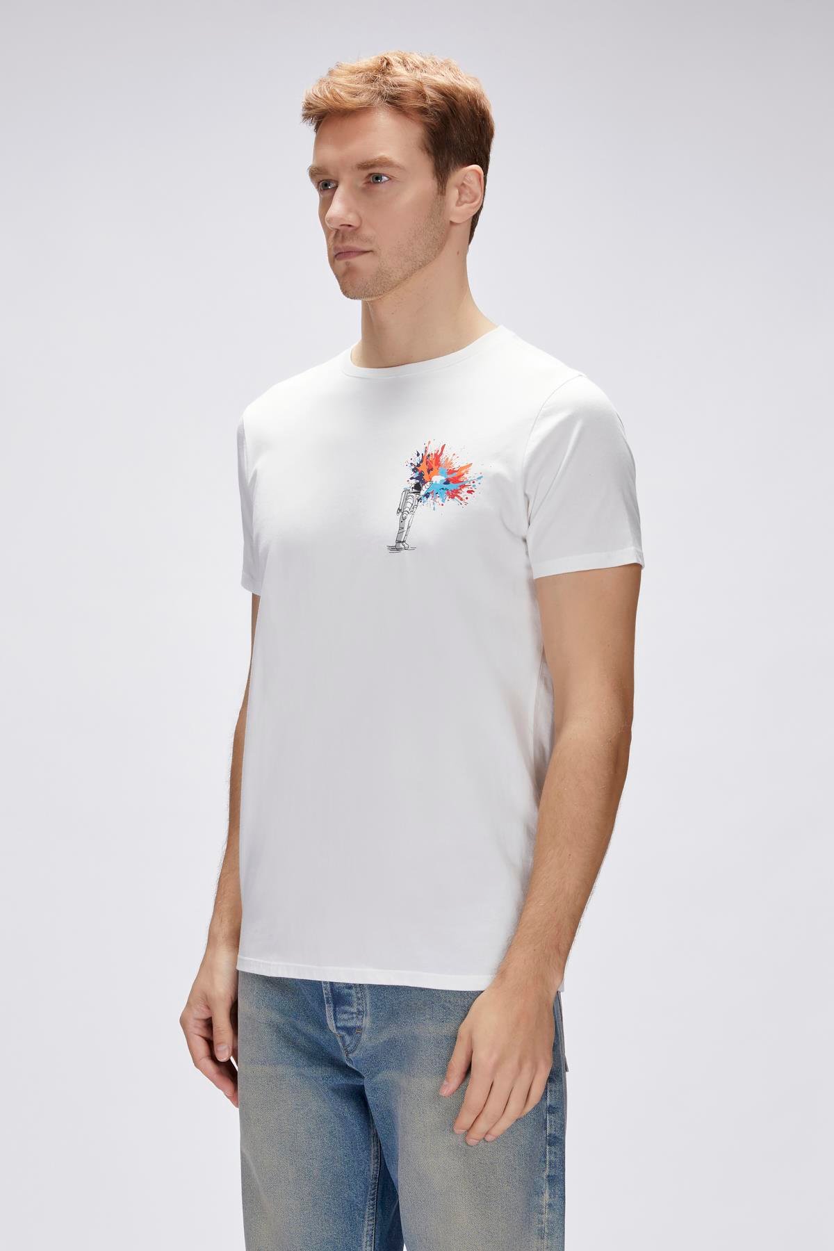 Endless Beyaz Erkek Baskılı Tişört