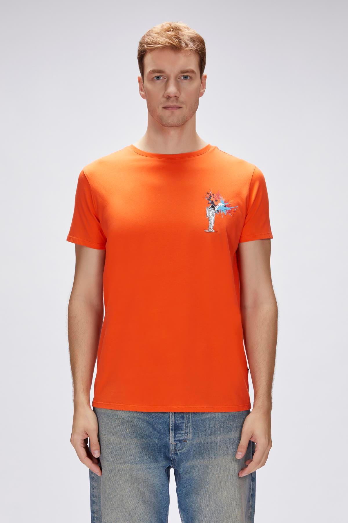 Endless Turuncu Erkek Baskılı Tişört