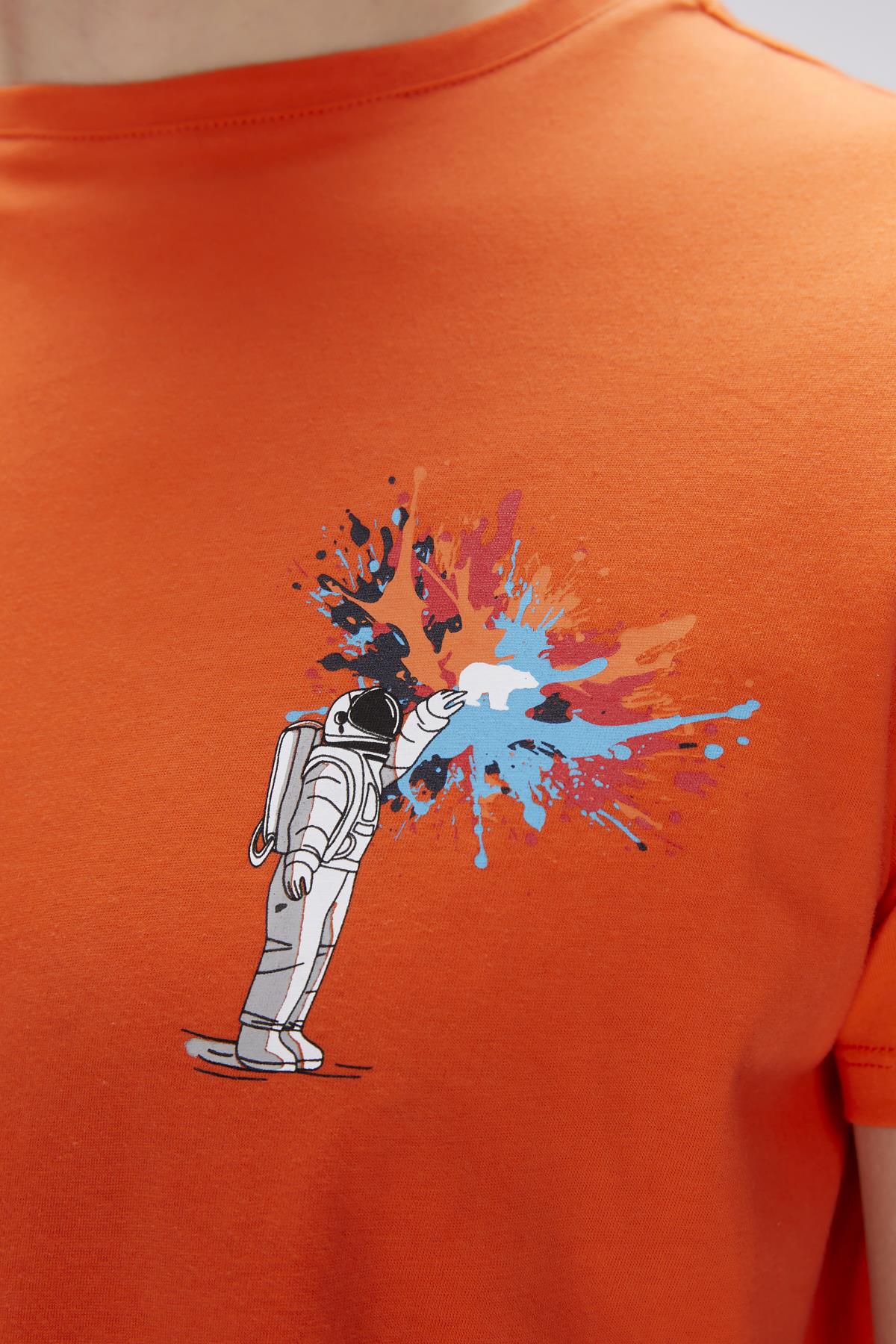 Endless Turuncu Erkek Baskılı Tişört