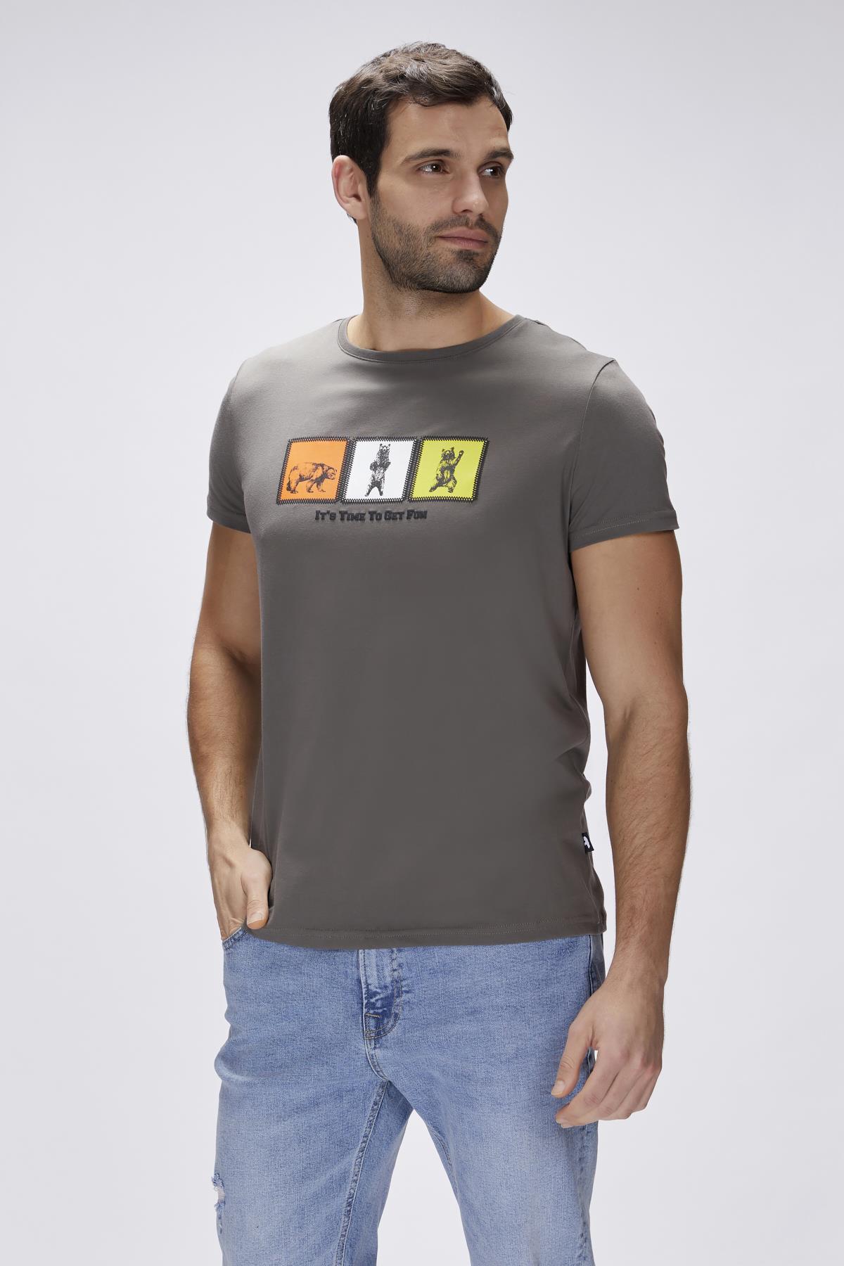 Entree Antrasit Erkek Baskılı Tişört