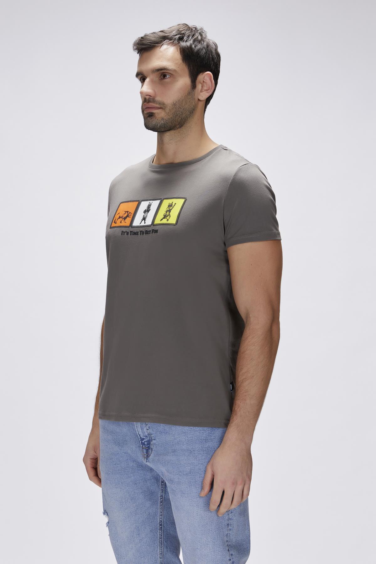 Entree Antrasit Erkek Baskılı Tişört