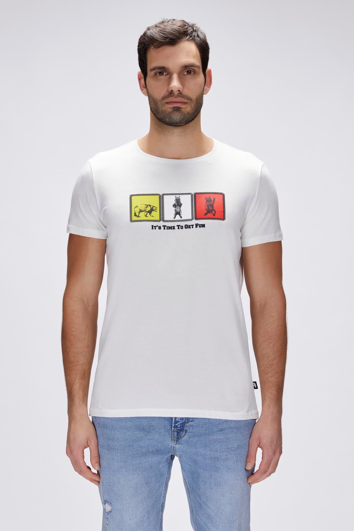 Entree Beyaz Erkek Baskılı Tişört